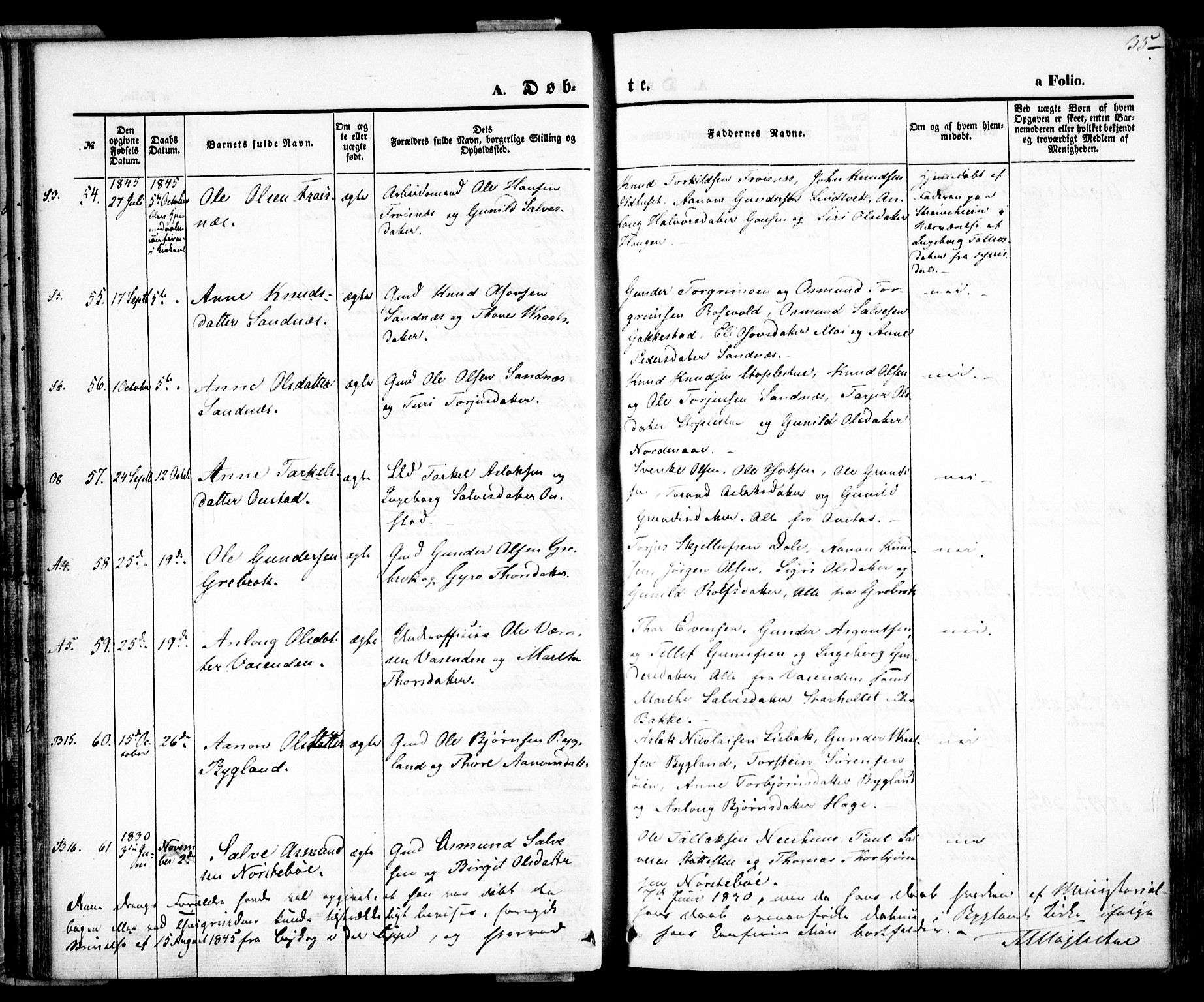 Bygland sokneprestkontor, AV/SAK-1111-0006/F/Fa/Fab/L0004: Ministerialbok nr. A 4, 1842-1858, s. 35