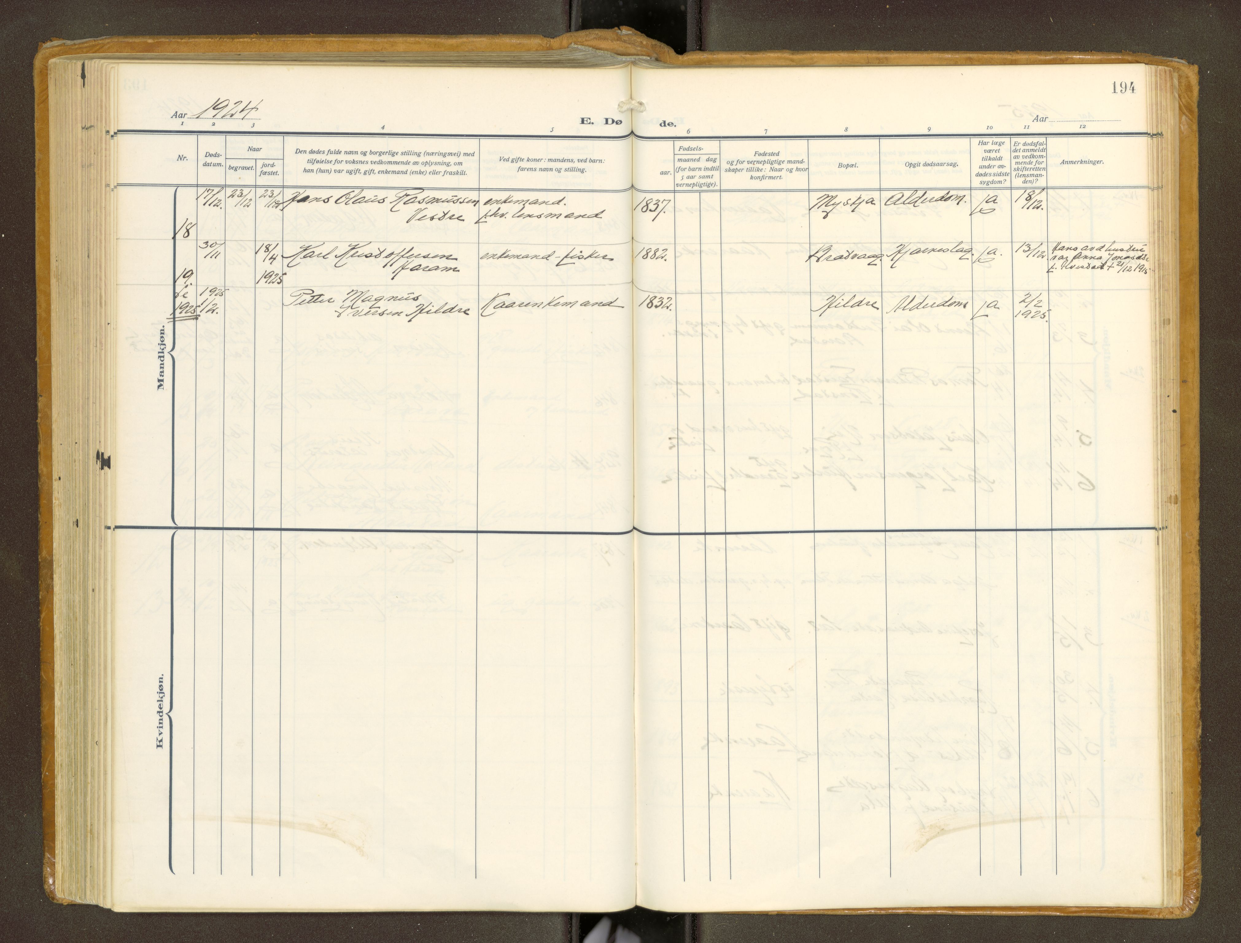 Ministerialprotokoller, klokkerbøker og fødselsregistre - Møre og Romsdal, AV/SAT-A-1454/536/L0518: Ministerialbok nr. 536A--, 1914-1931, s. 194