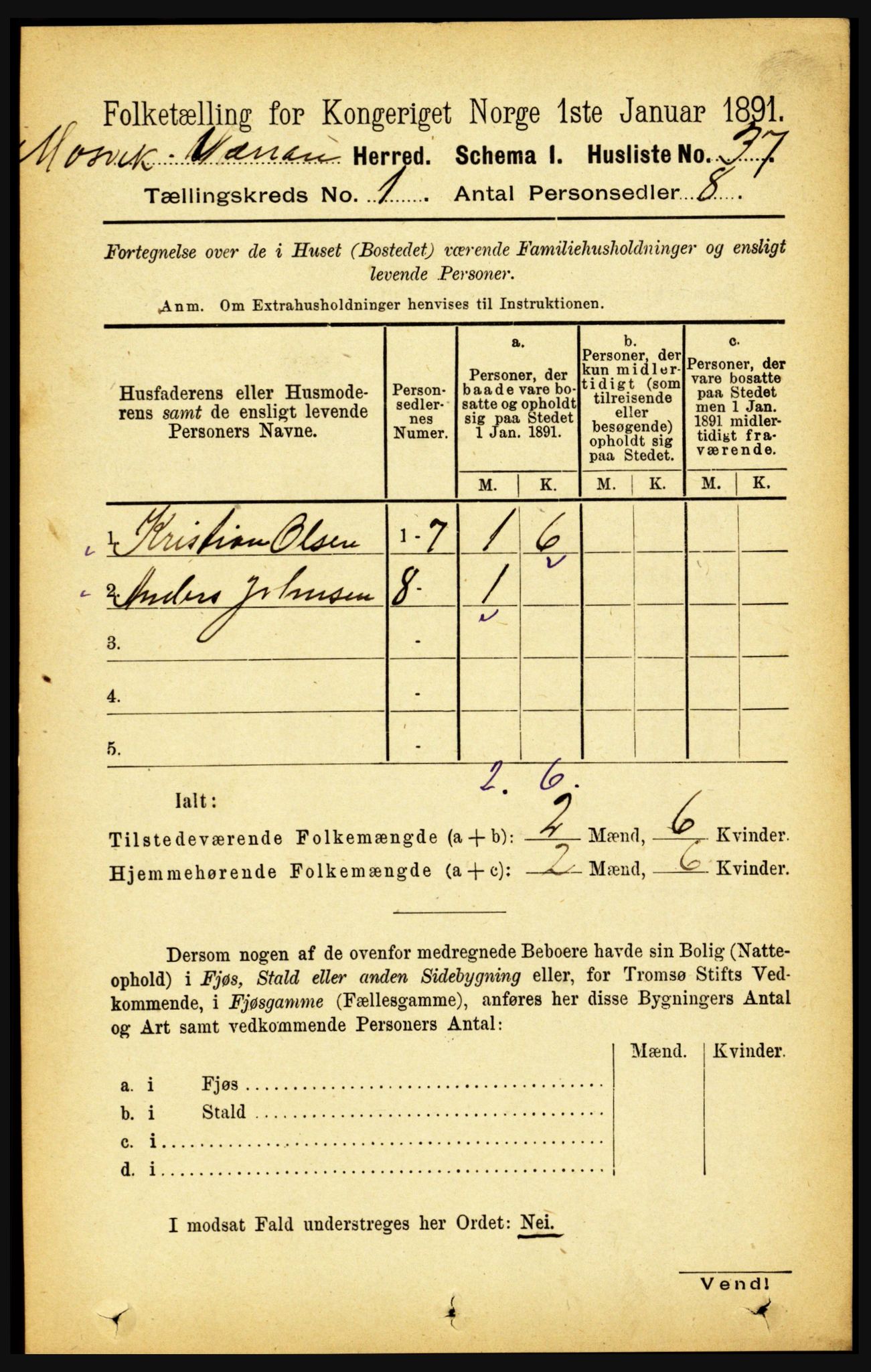 RA, Folketelling 1891 for 1723 Mosvik og Verran herred, 1891, s. 60