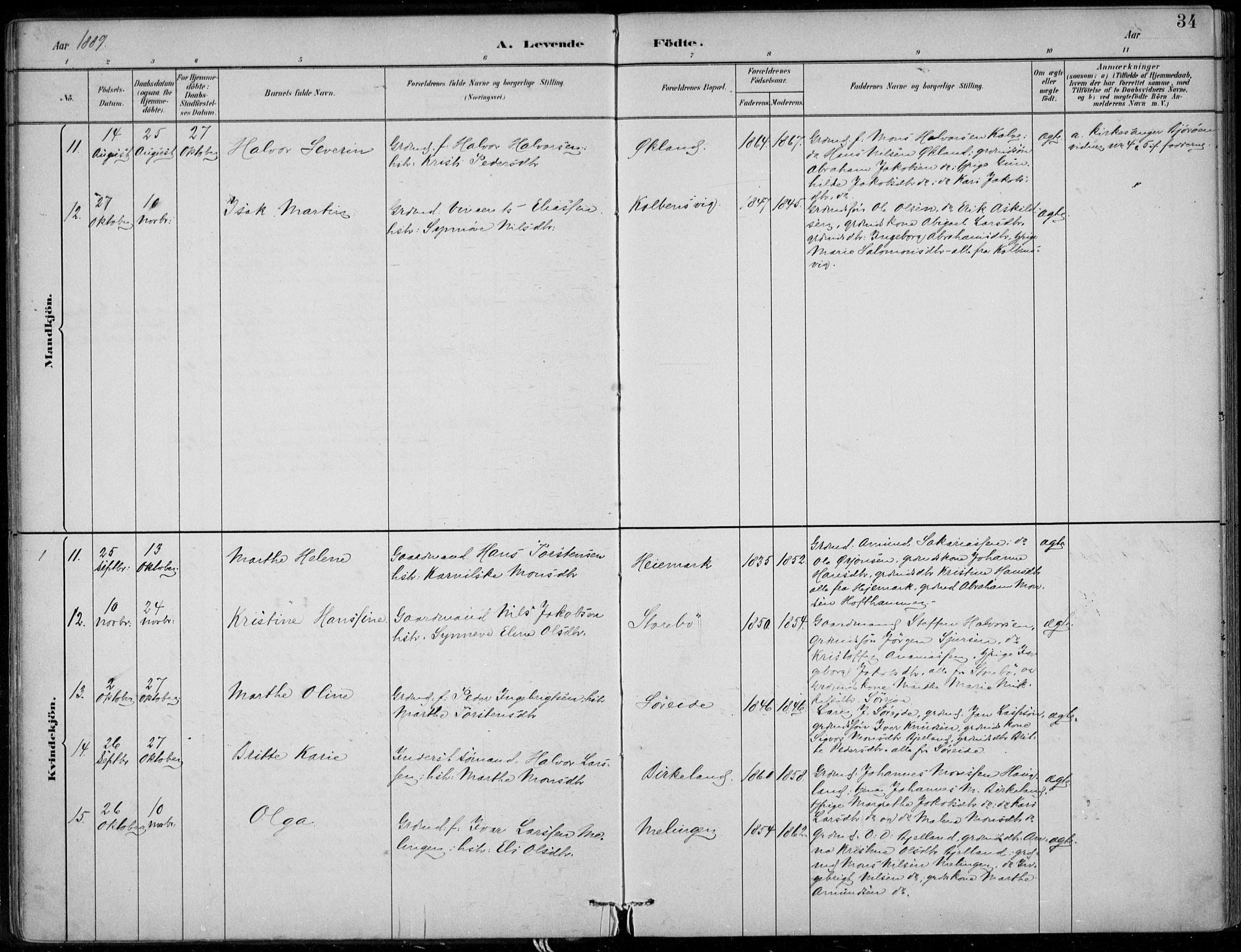 Sund sokneprestembete, AV/SAB-A-99930: Ministerialbok nr. C  1, 1882-1899, s. 34