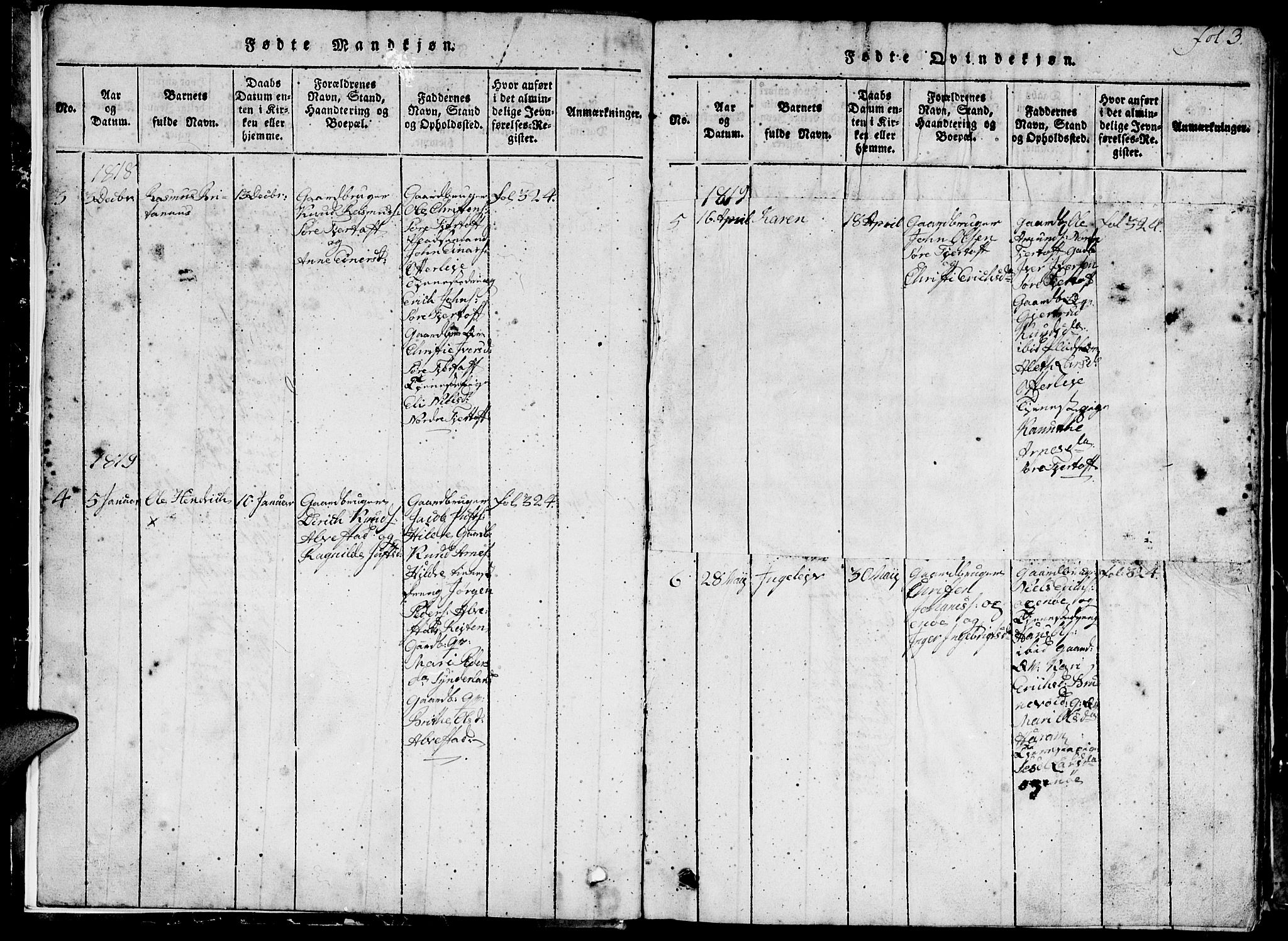 Ministerialprotokoller, klokkerbøker og fødselsregistre - Møre og Romsdal, AV/SAT-A-1454/536/L0506: Klokkerbok nr. 536C01, 1818-1859, s. 3