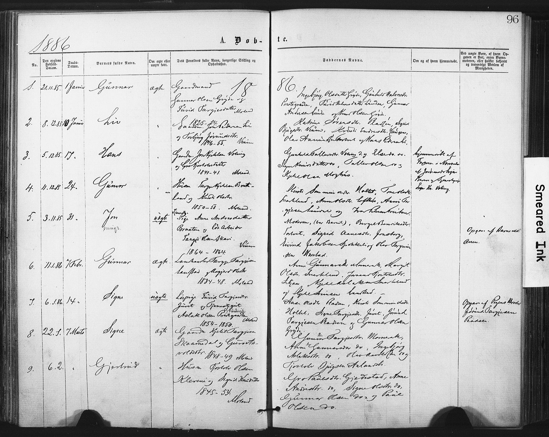 Fyresdal kirkebøker, AV/SAKO-A-263/F/Fa/L0006: Ministerialbok nr. I 6, 1872-1886, s. 96