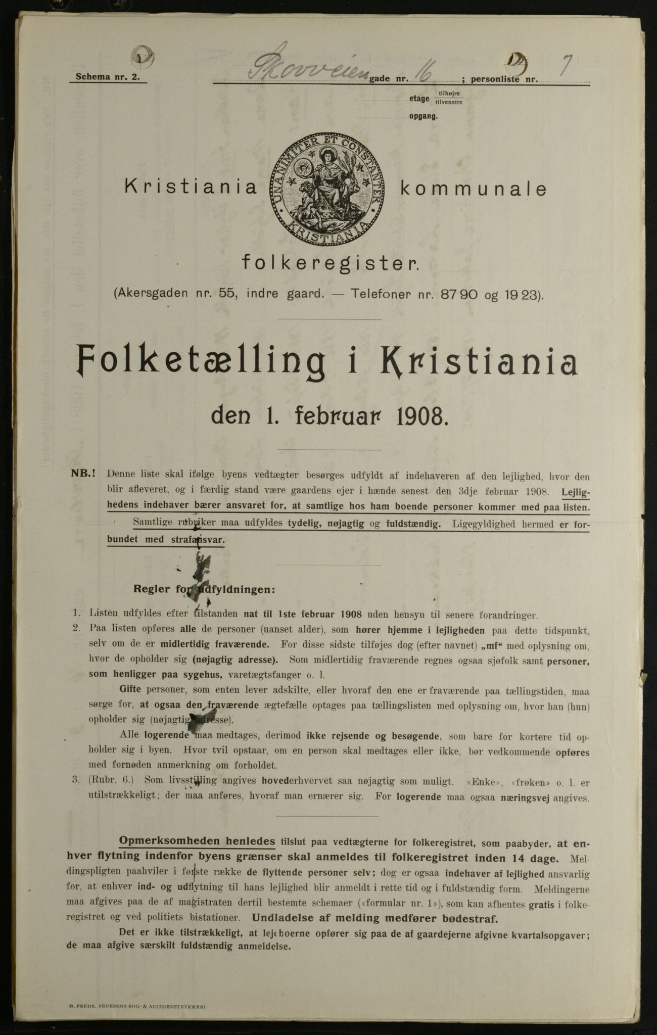 OBA, Kommunal folketelling 1.2.1908 for Kristiania kjøpstad, 1908, s. 86972