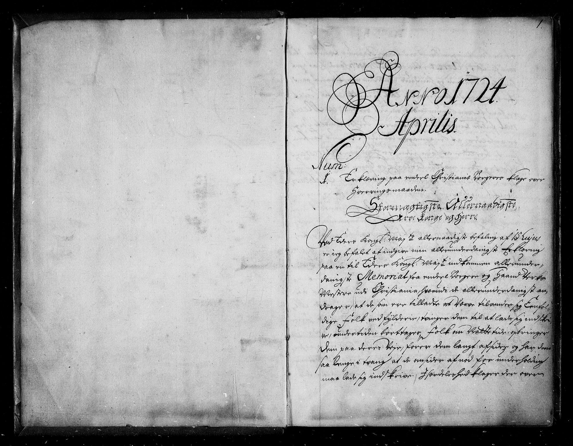 Stattholderembetet 1572-1771, AV/RA-EA-2870/Be/L0008: Allmenn kopibok, ikke autorisert, 1724-1727, s. 1
