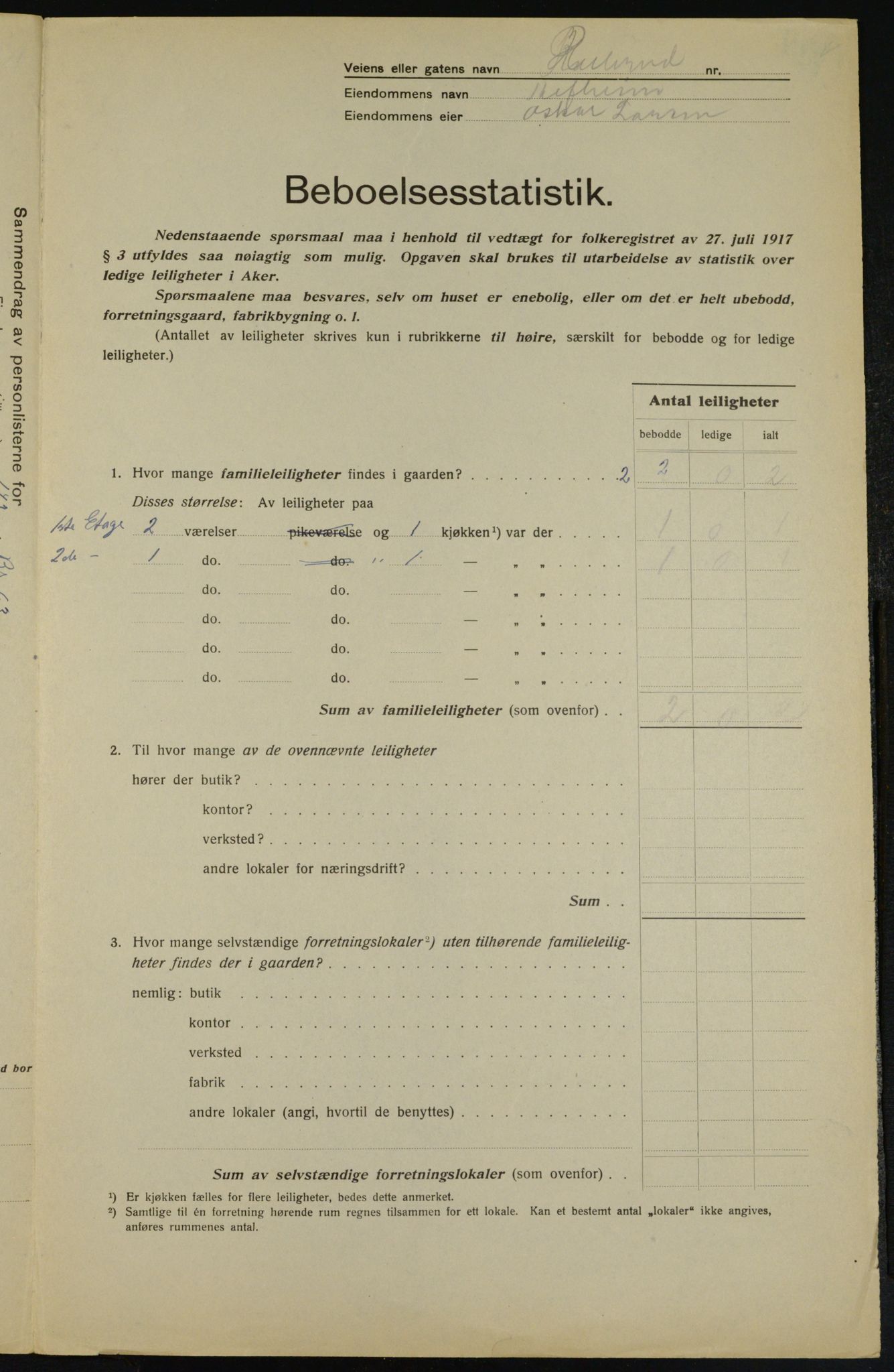 OBA, Kommunal folketelling 1.12.1917 for Aker, 1917, s. 27270