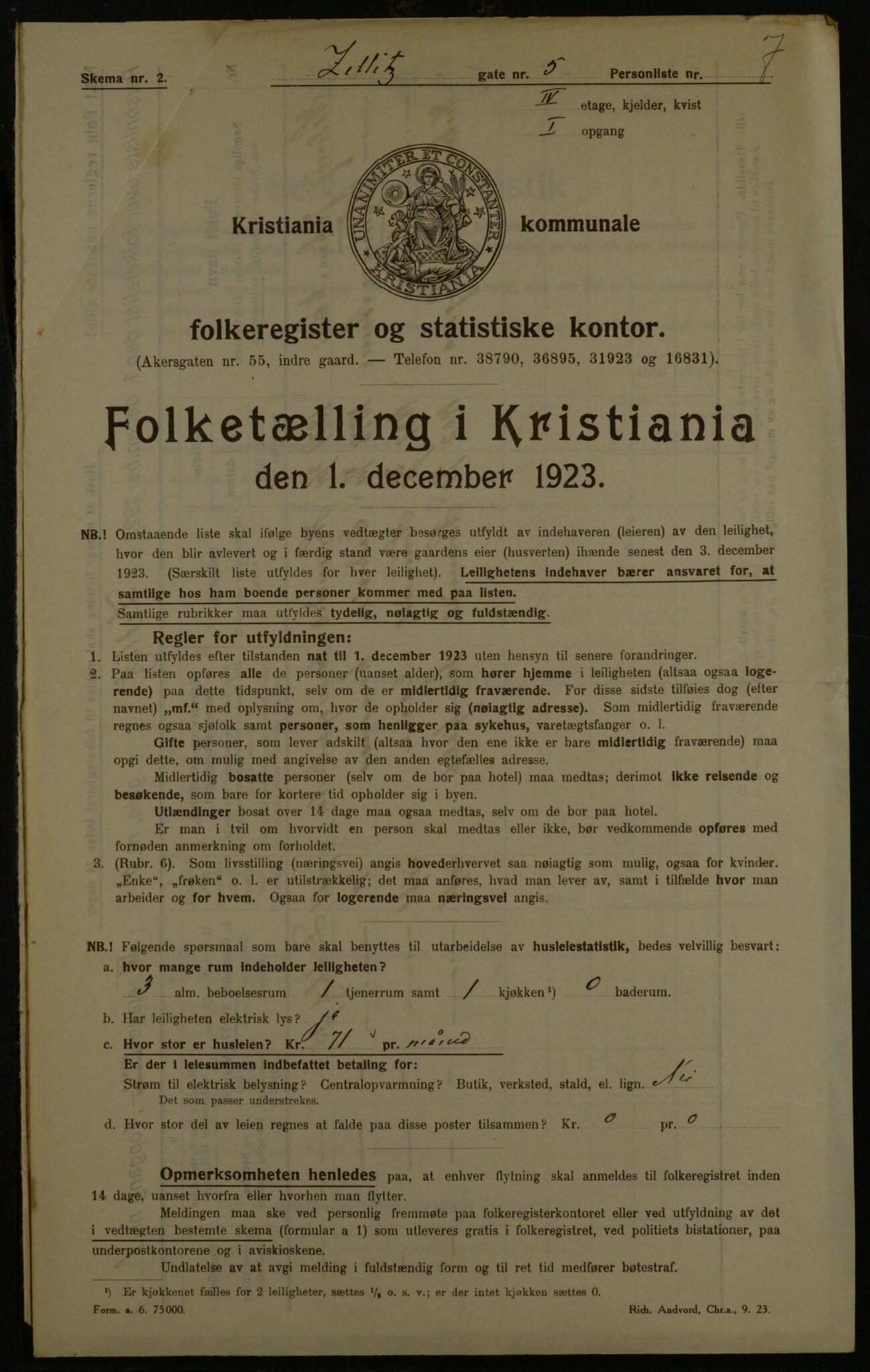 OBA, Kommunal folketelling 1.12.1923 for Kristiania, 1923, s. 141955