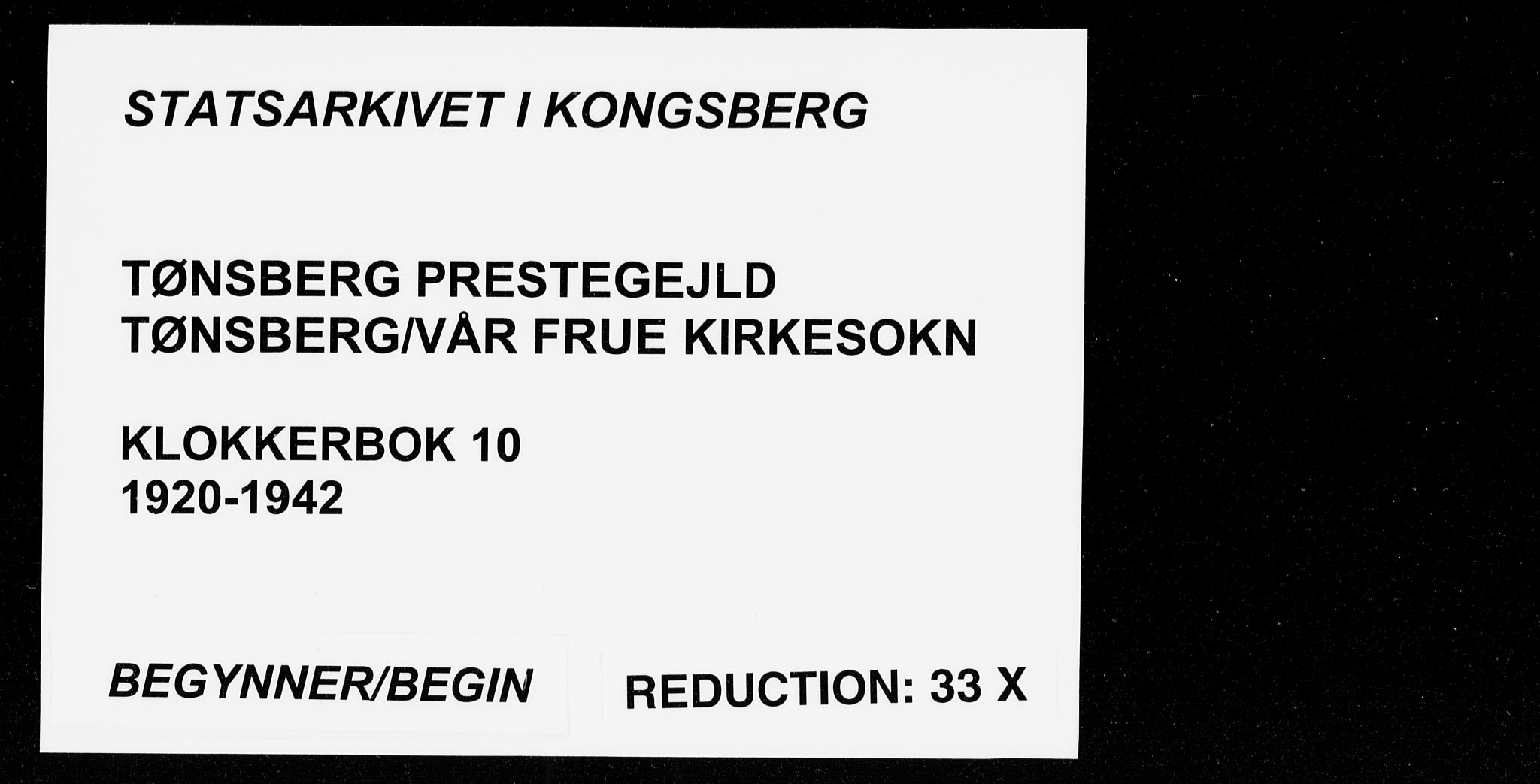 Tønsberg kirkebøker, AV/SAKO-A-330/G/Ga/L0010: Klokkerbok nr. 10, 1920-1942