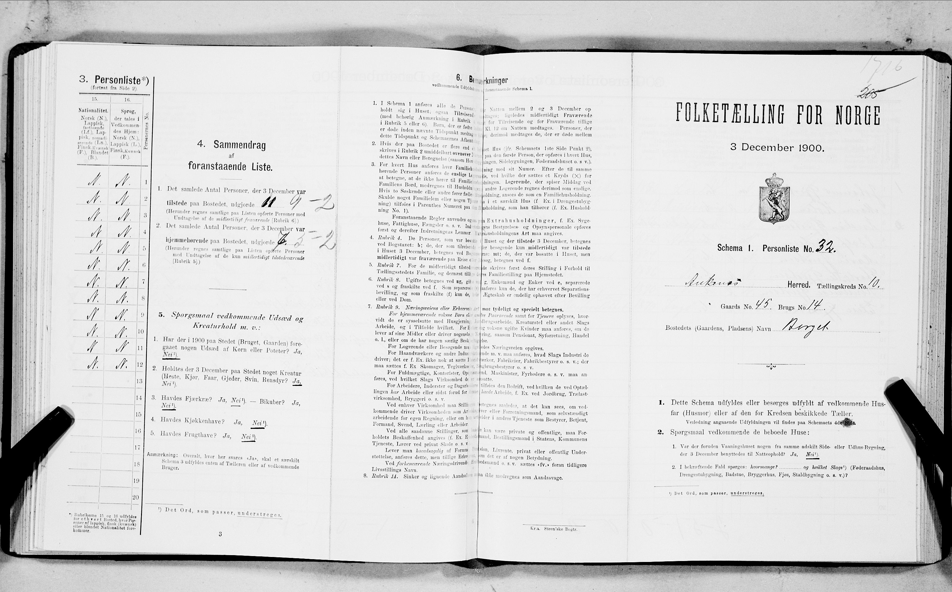 SAT, Folketelling 1900 for 1855 Ankenes herred, 1900, s. 1374