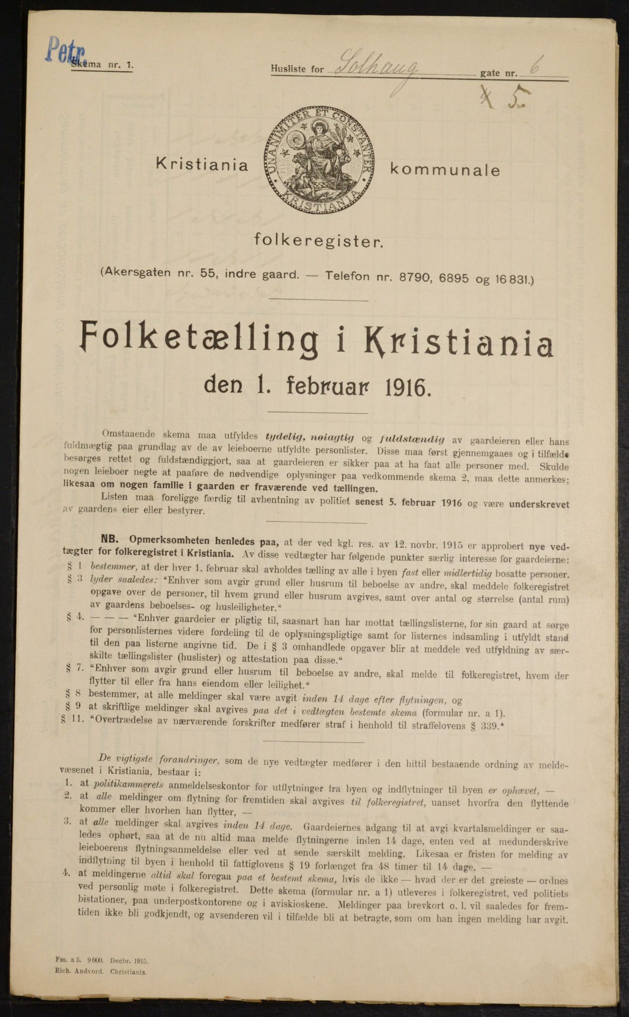 OBA, Kommunal folketelling 1.2.1916 for Kristiania, 1916, s. 101909