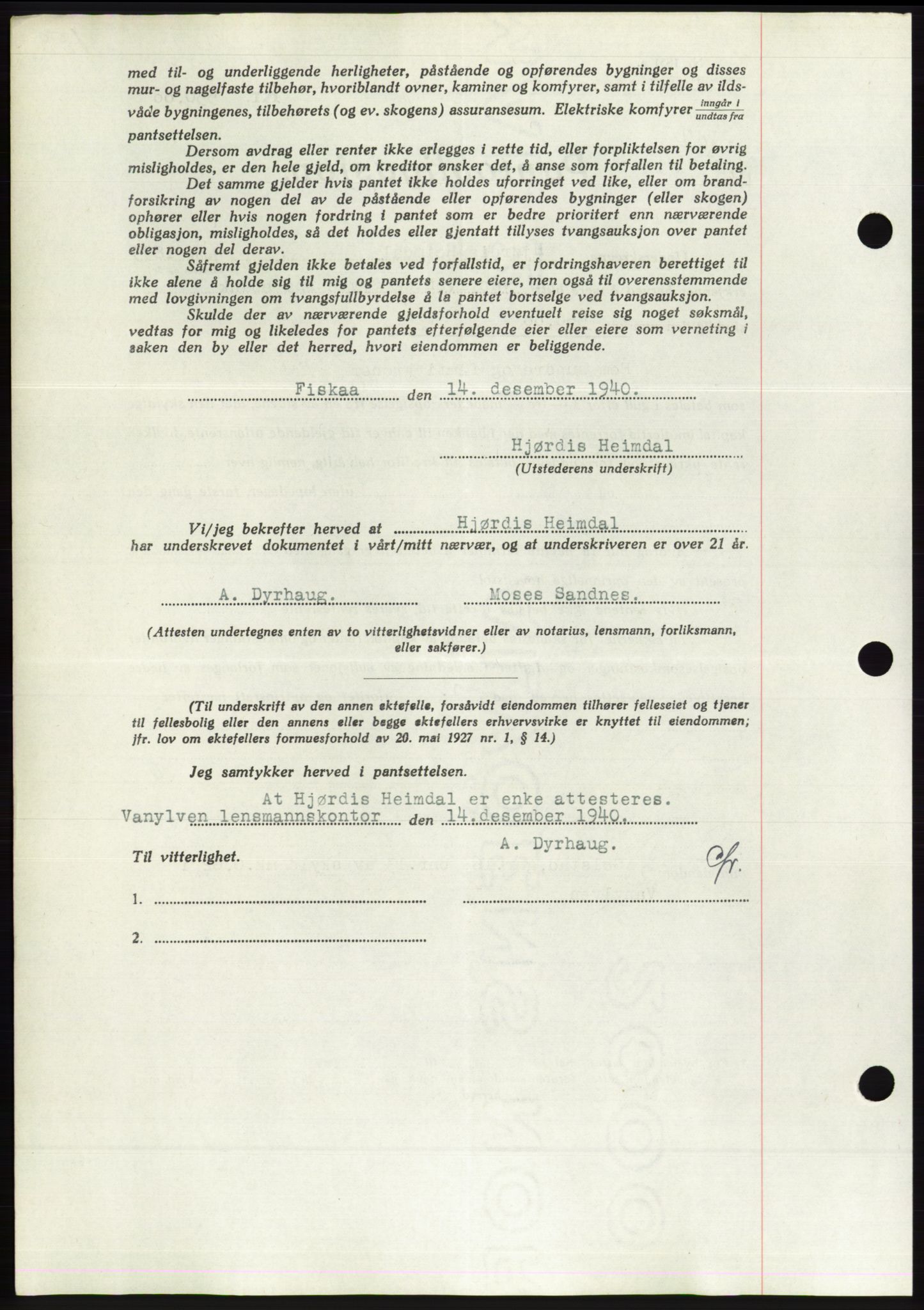 Søre Sunnmøre sorenskriveri, AV/SAT-A-4122/1/2/2C/L0071: Pantebok nr. 65, 1941-1941, Dagboknr: 392/1941