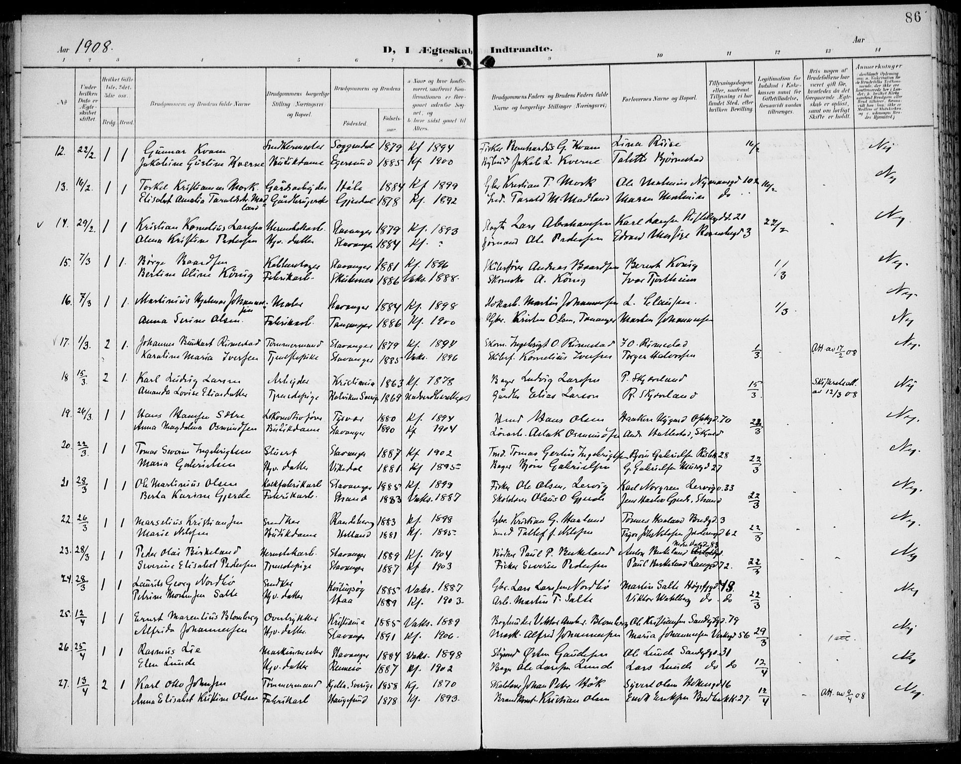 St. Johannes sokneprestkontor, SAST/A-101814/002/B/L0001: Ministerialbok nr. A 8, 1899-1917, s. 86