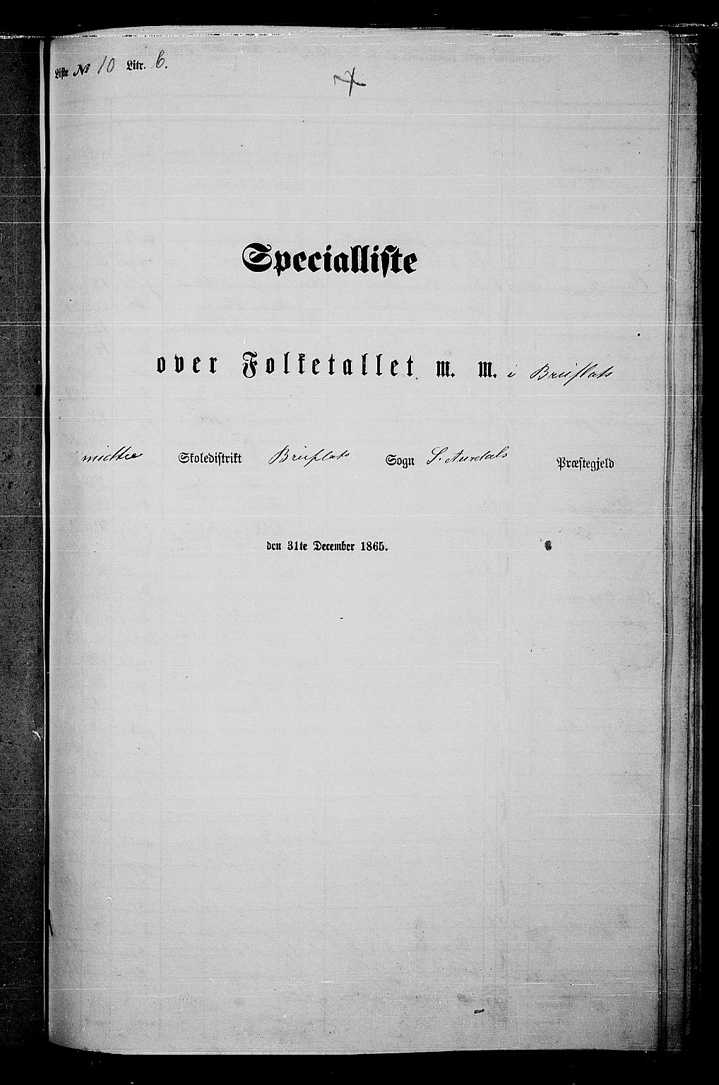 RA, Folketelling 1865 for 0540P Sør-Aurdal prestegjeld, 1865, s. 229