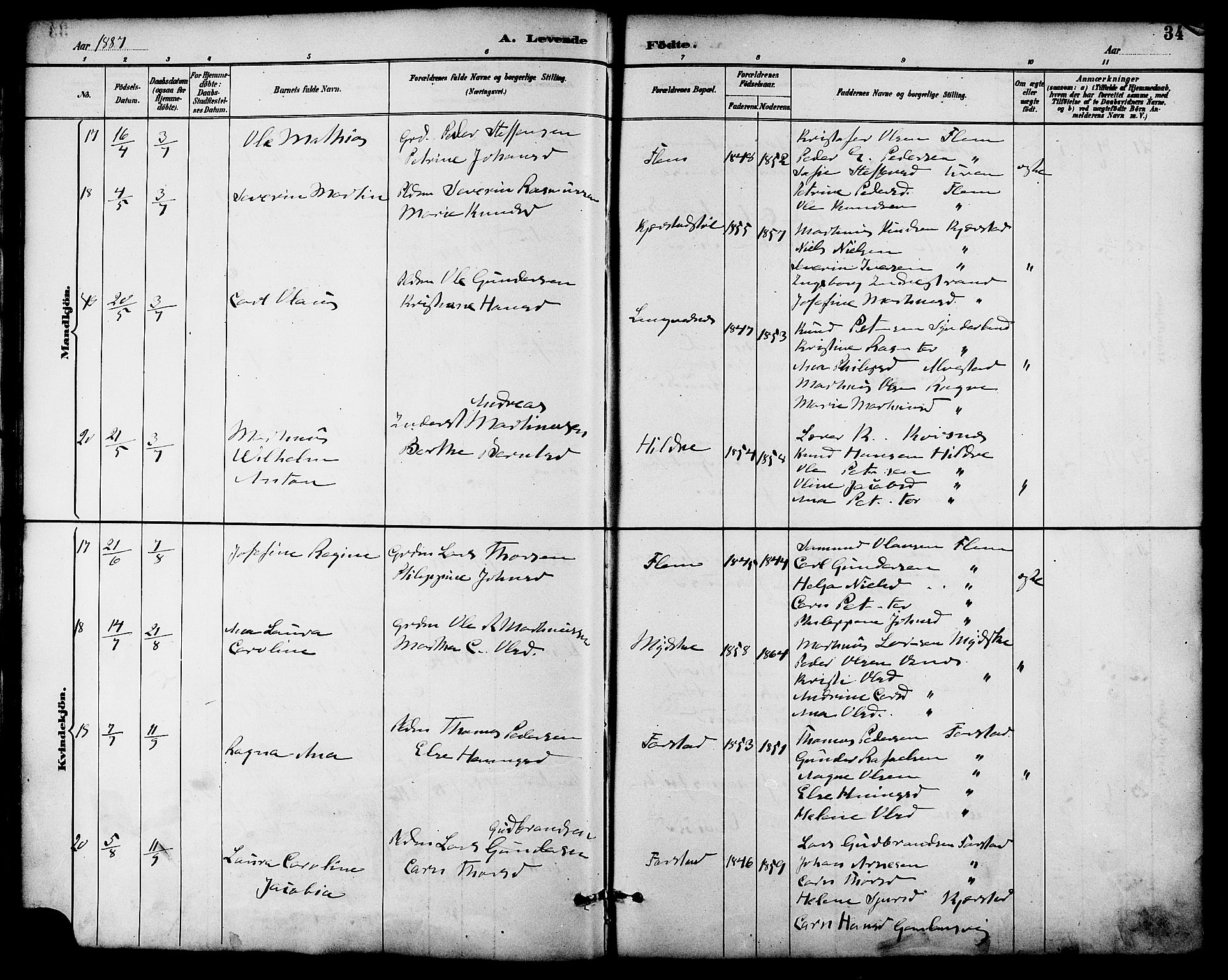 Ministerialprotokoller, klokkerbøker og fødselsregistre - Møre og Romsdal, SAT/A-1454/536/L0501: Ministerialbok nr. 536A10, 1884-1896, s. 34