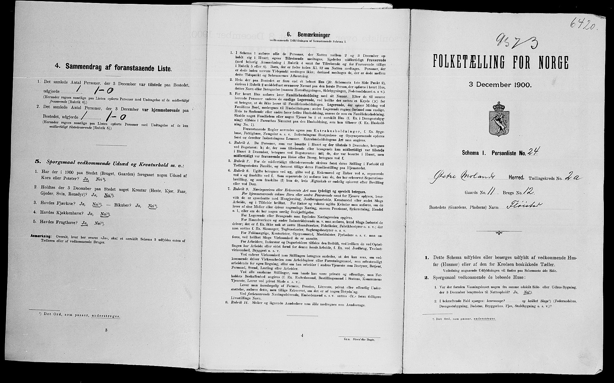 SAK, Folketelling 1900 for 0918 Austre Moland herred, 1900, s. 45