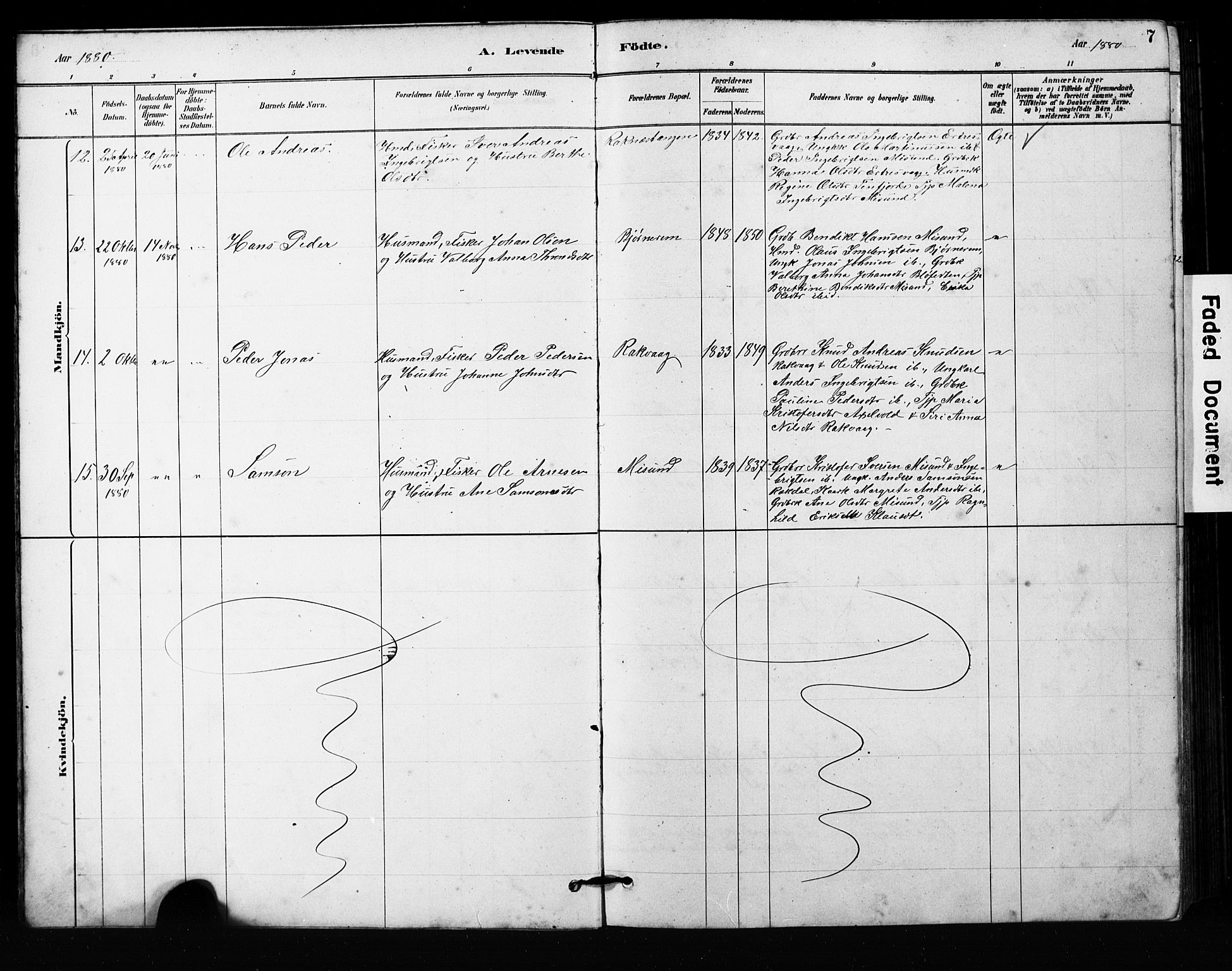 Ministerialprotokoller, klokkerbøker og fødselsregistre - Møre og Romsdal, AV/SAT-A-1454/563/L0737: Klokkerbok nr. 563C01, 1878-1916, s. 7