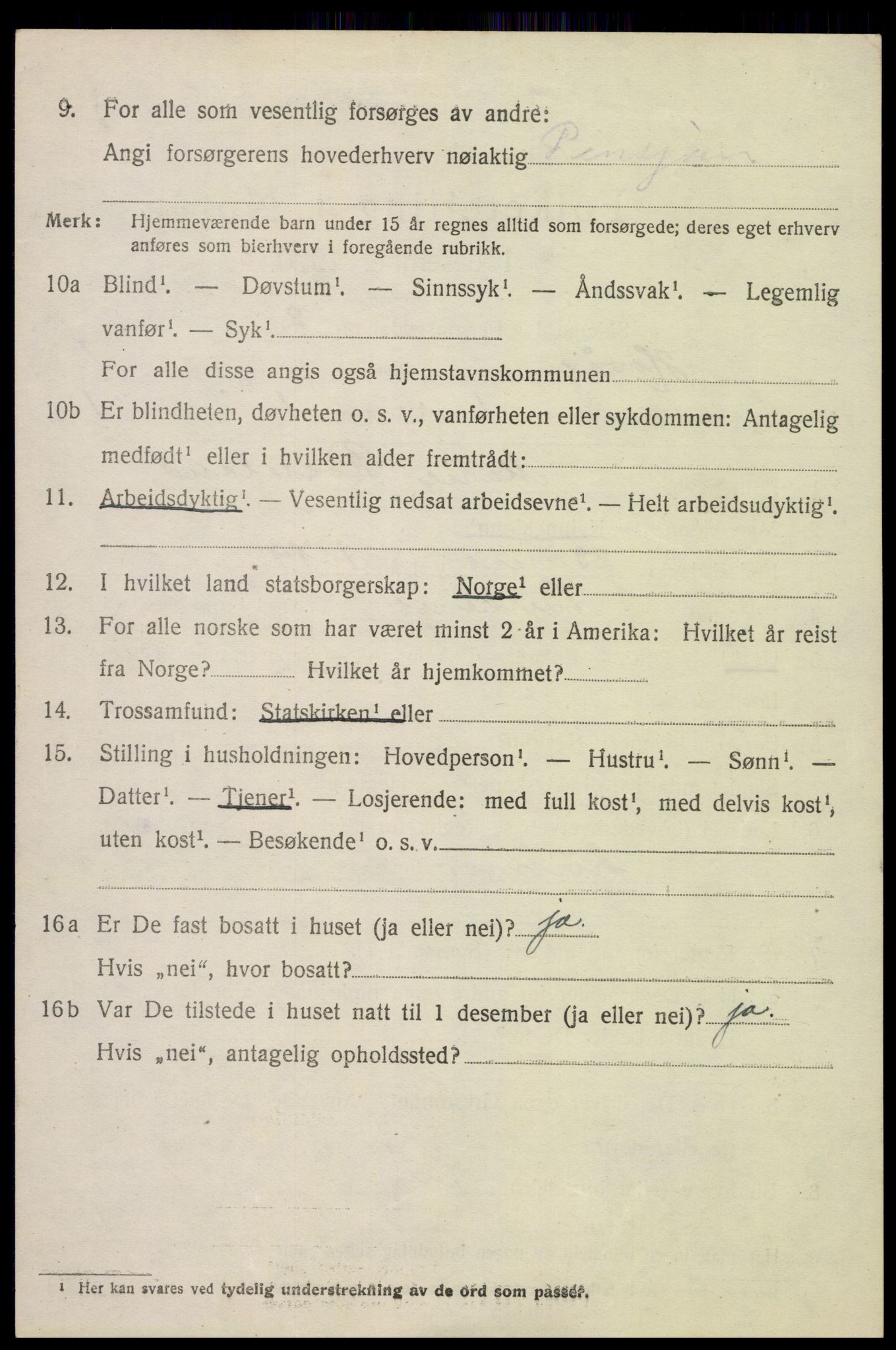 SAK, Folketelling 1920 for 0927 Høvåg herred, 1920, s. 883