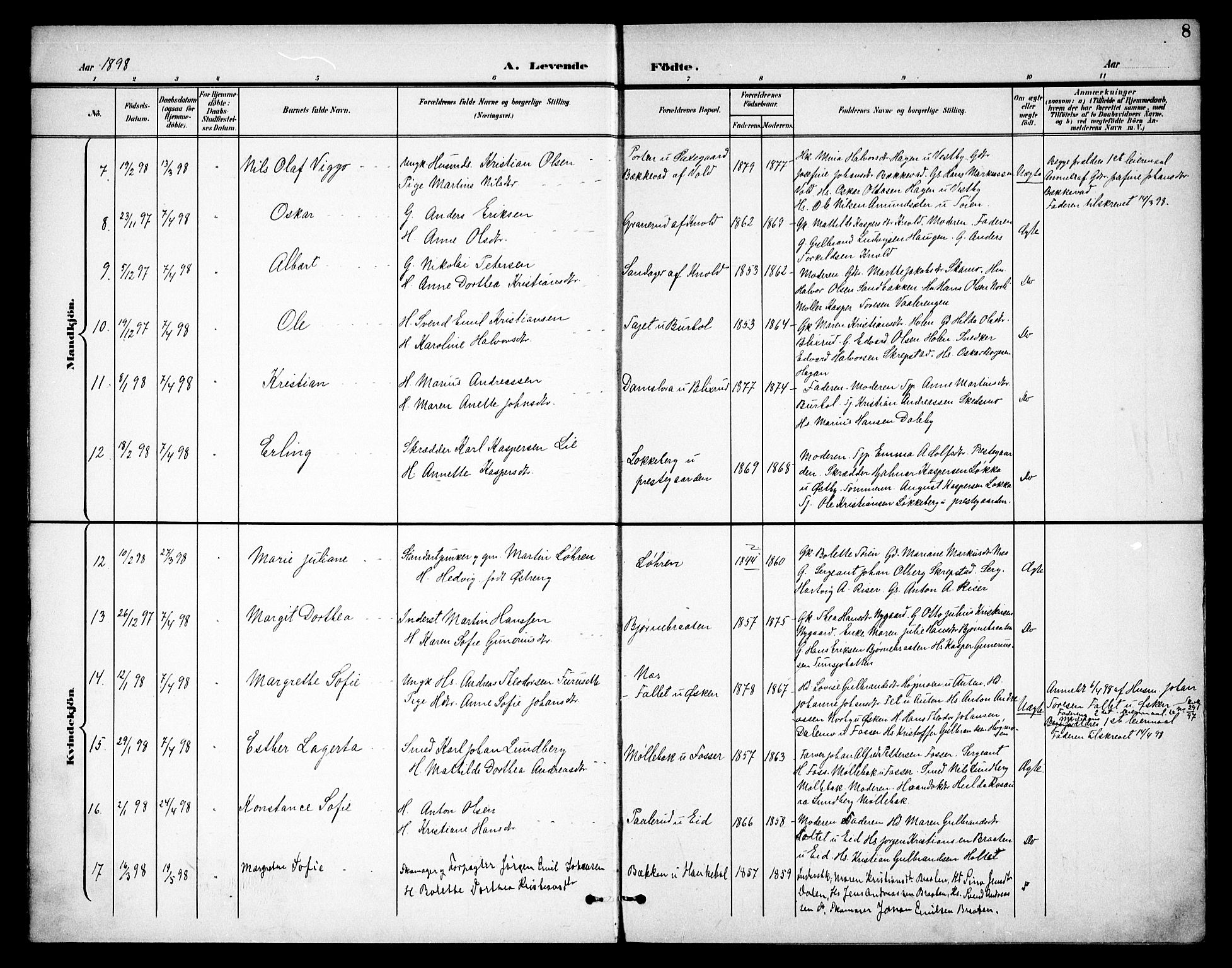 Høland prestekontor Kirkebøker, AV/SAO-A-10346a/F/Fa/L0015: Ministerialbok nr. I 15, 1897-1912, s. 8
