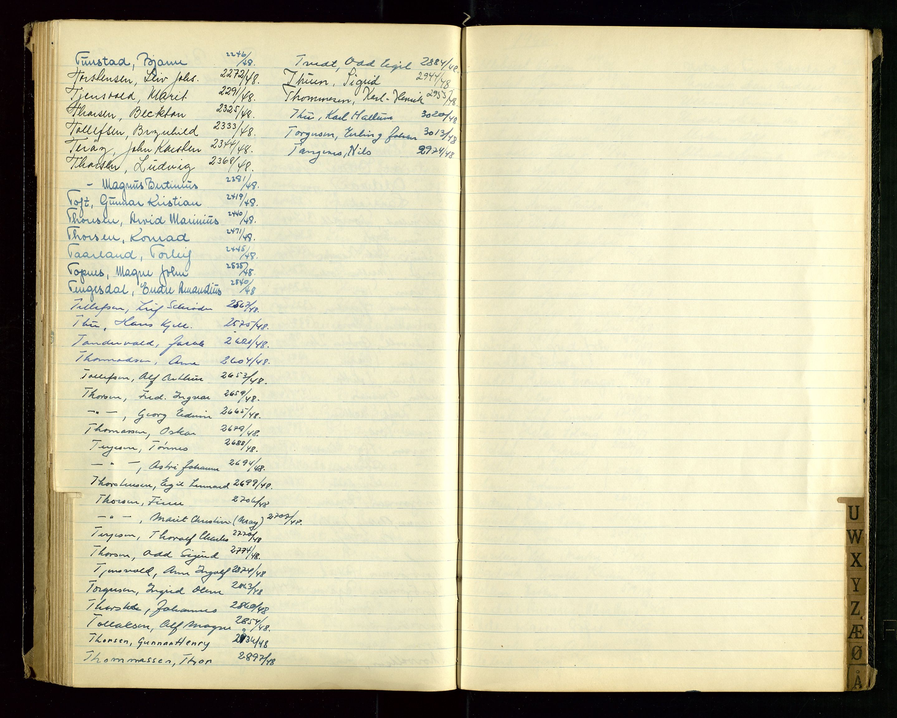 Stavanger politikammer, AV/SAST-A-100361/001/H/Hc/Hcd/Hcda/L0002: "Register for Passprotokoll", 1945-1948, s. 80