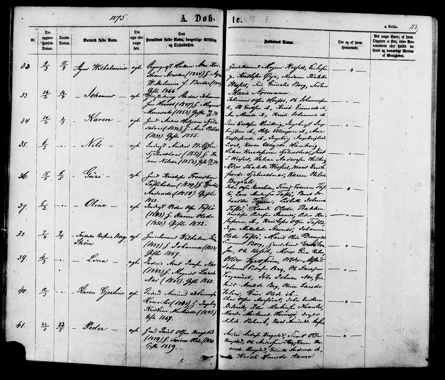 Ministerialprotokoller, klokkerbøker og fødselsregistre - Sør-Trøndelag, AV/SAT-A-1456/630/L0495: Ministerialbok nr. 630A08, 1868-1878, s. 113