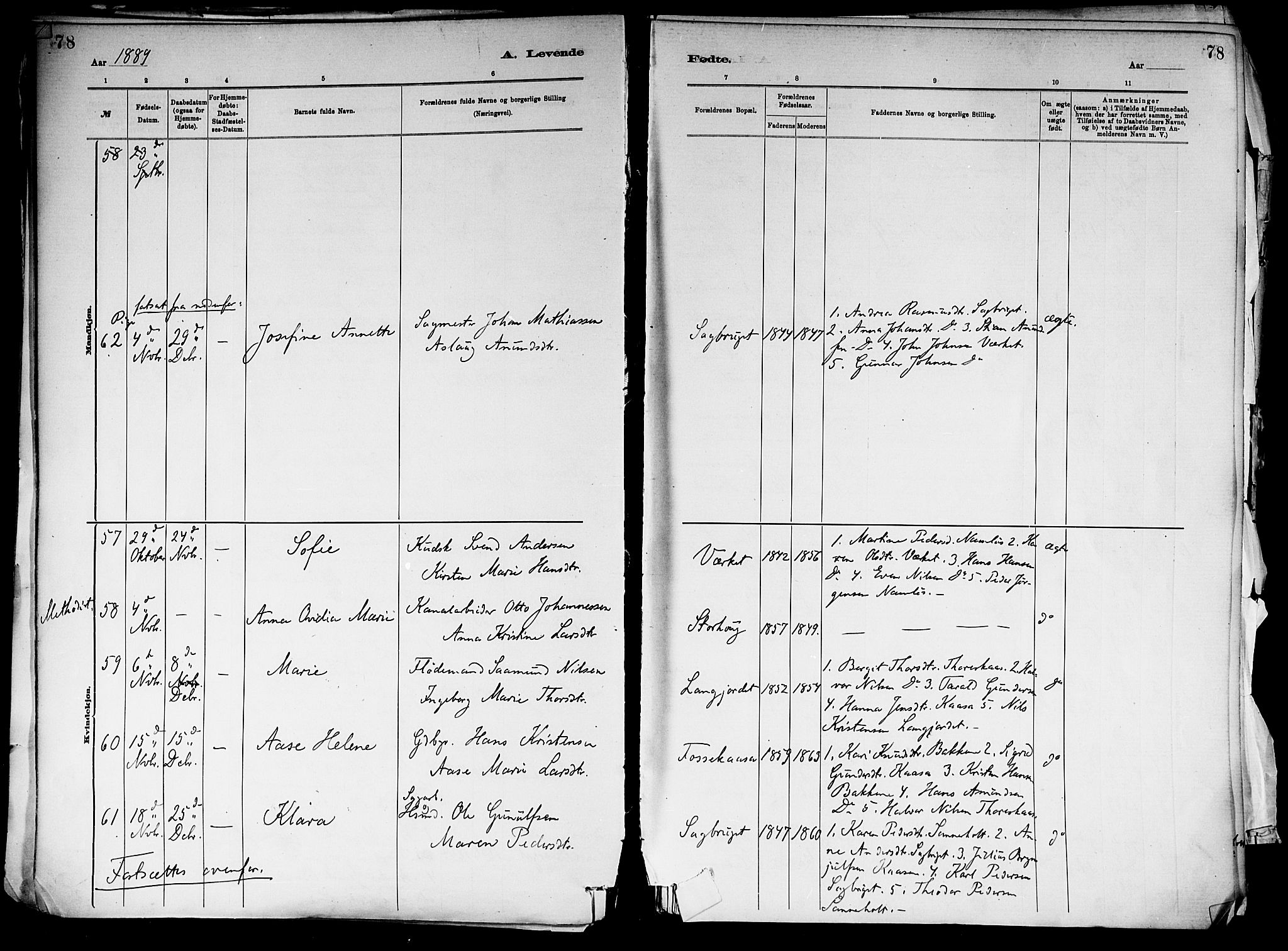 Holla kirkebøker, AV/SAKO-A-272/F/Fa/L0008: Ministerialbok nr. 8, 1882-1897, s. 78