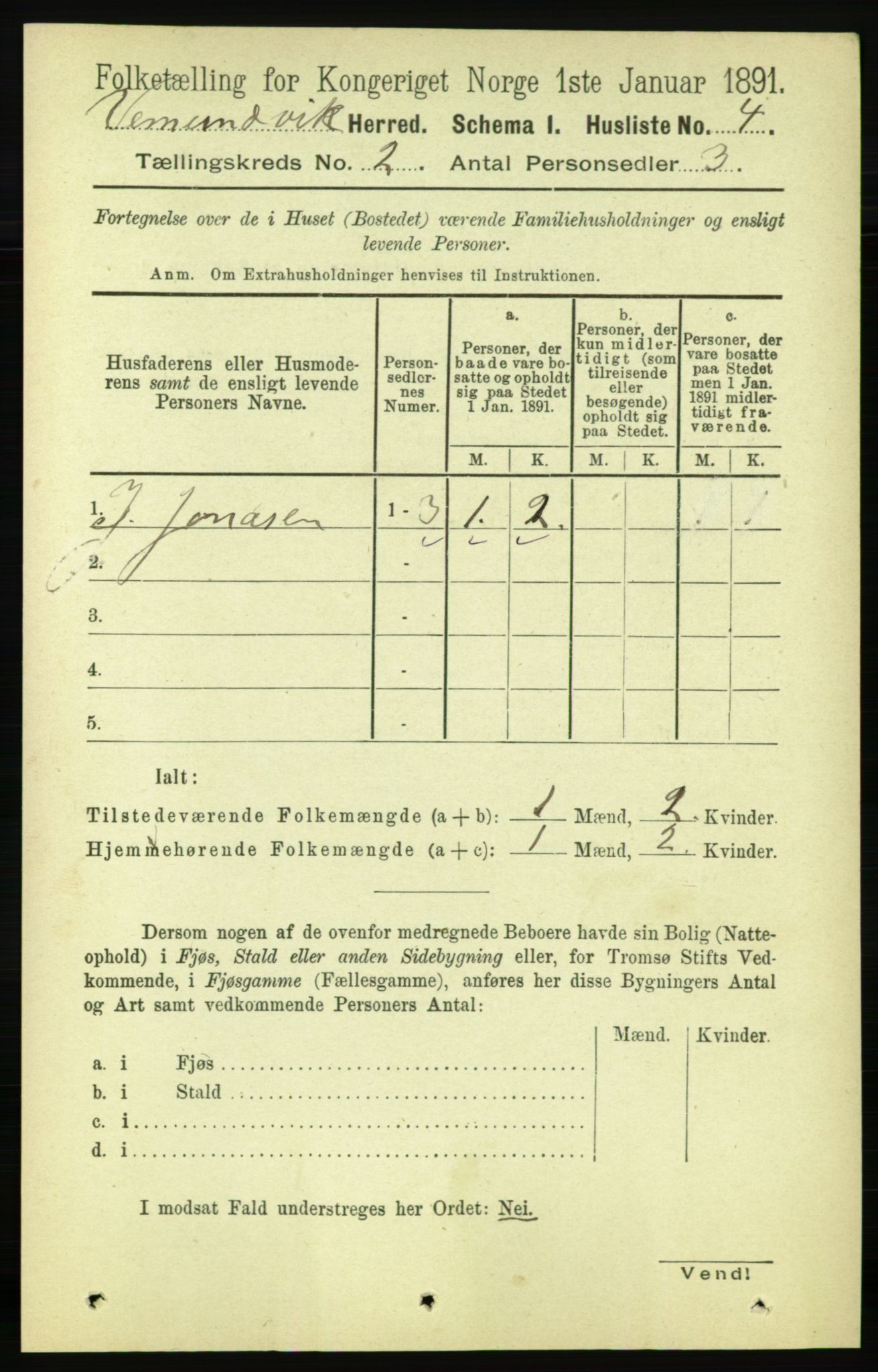 RA, Folketelling 1891 for 1745 Vemundvik herred, 1891, s. 508