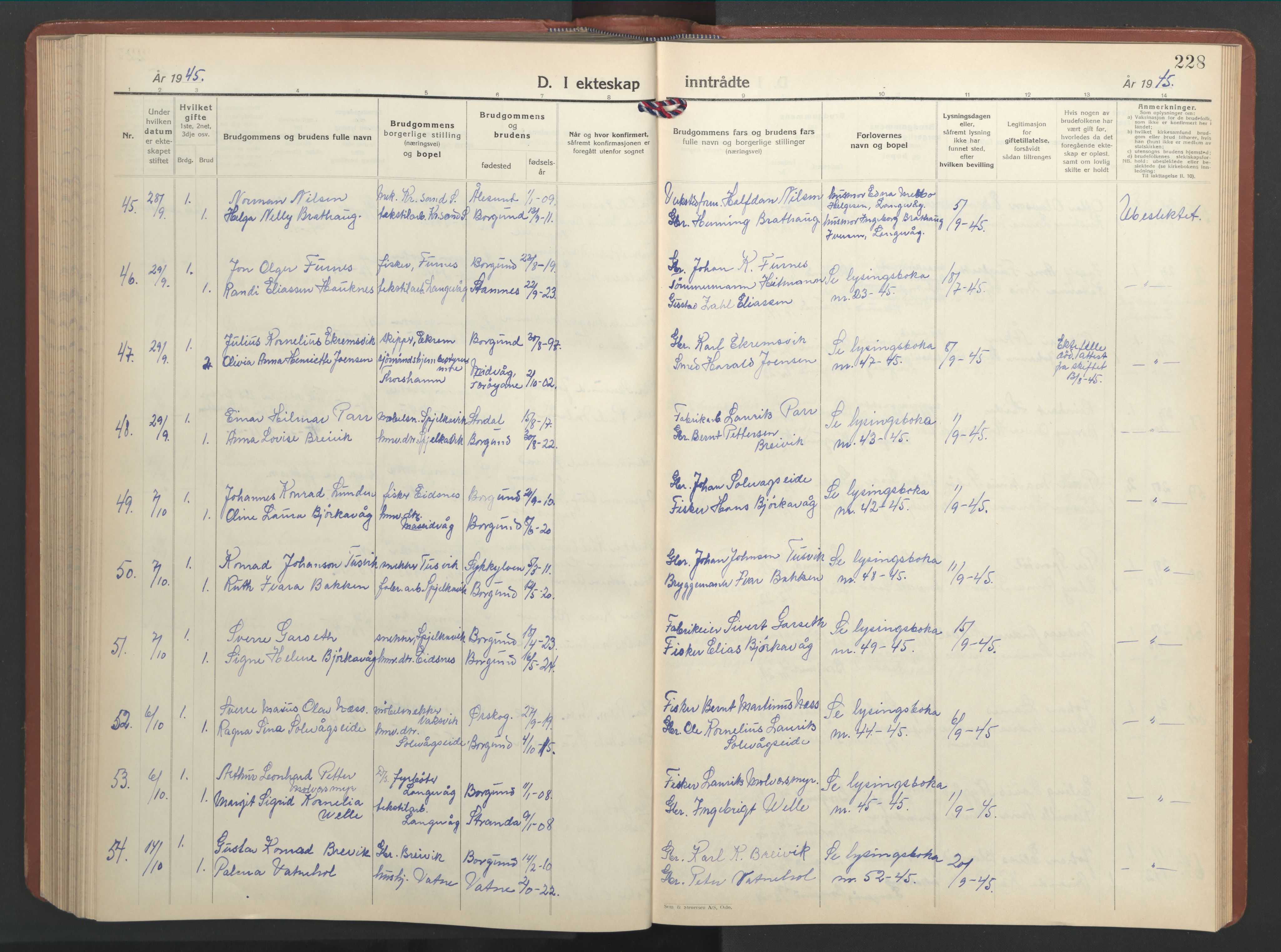 Ministerialprotokoller, klokkerbøker og fødselsregistre - Møre og Romsdal, AV/SAT-A-1454/528/L0437: Klokkerbok nr. 528C18, 1939-1948, s. 228
