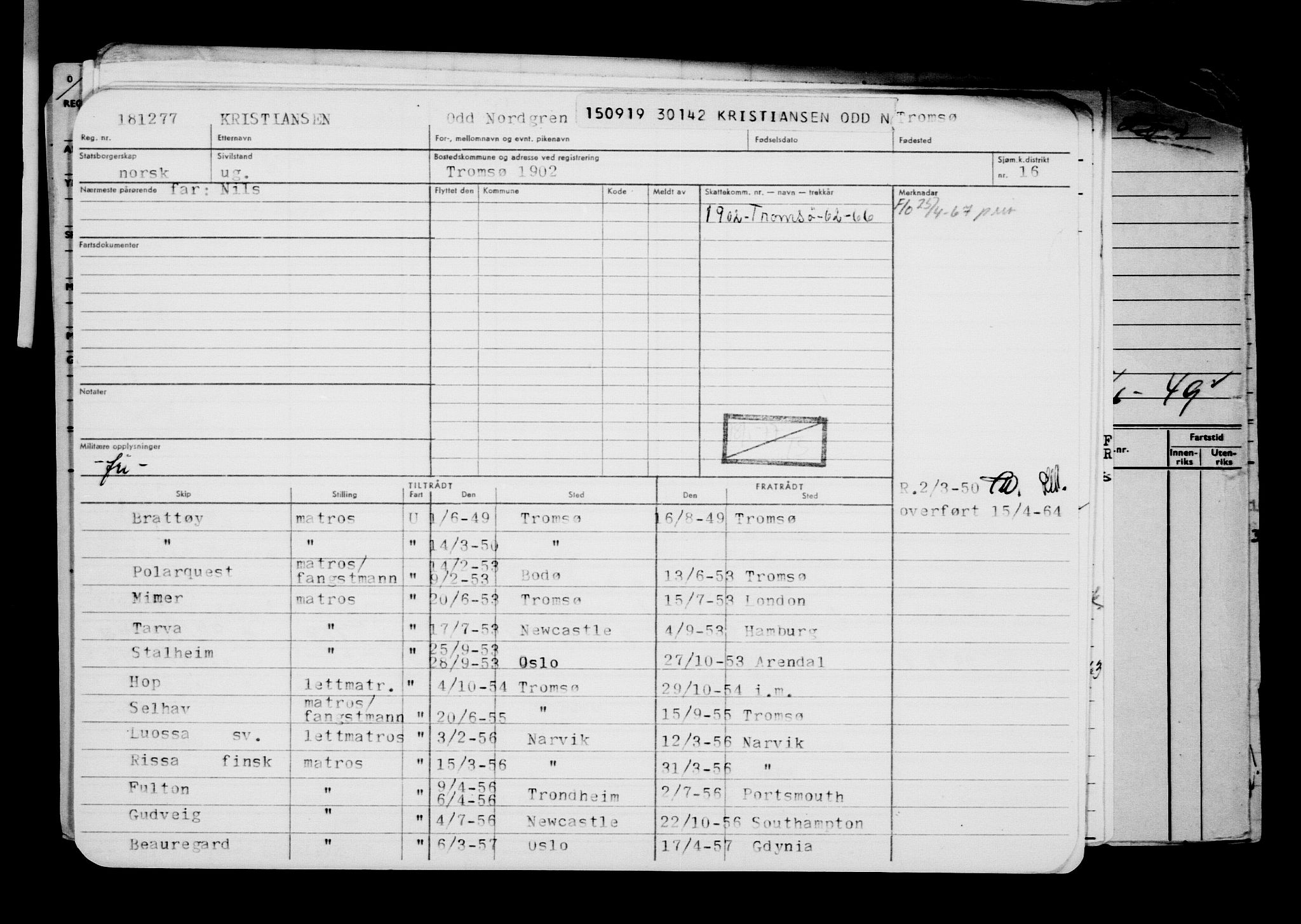 Direktoratet for sjømenn, RA/S-3545/G/Gb/L0171: Hovedkort, 1919, s. 774