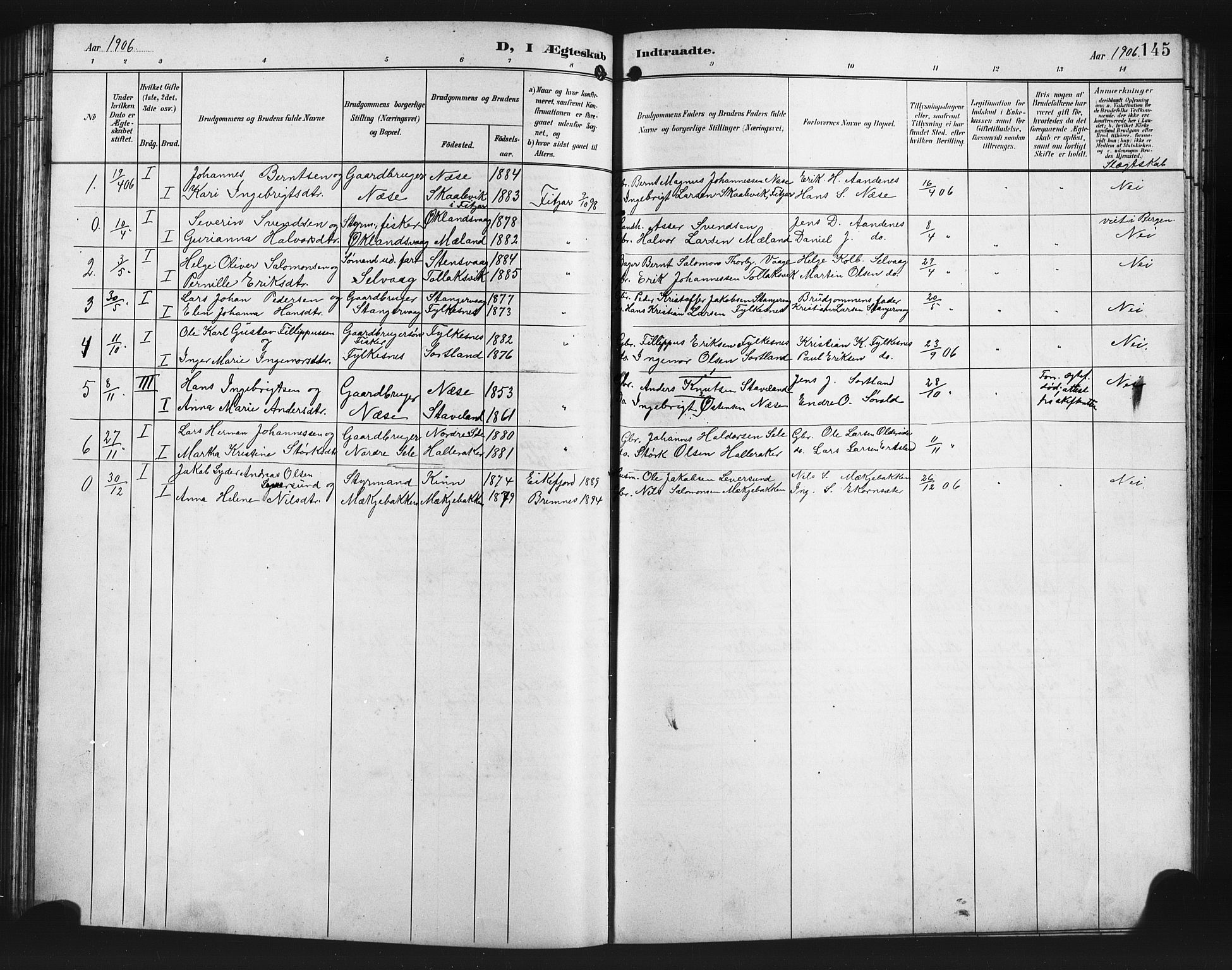 Finnås sokneprestembete, AV/SAB-A-99925/H/Ha/Hab/Habb/L0004: Klokkerbok nr. B 4, 1897-1907, s. 145