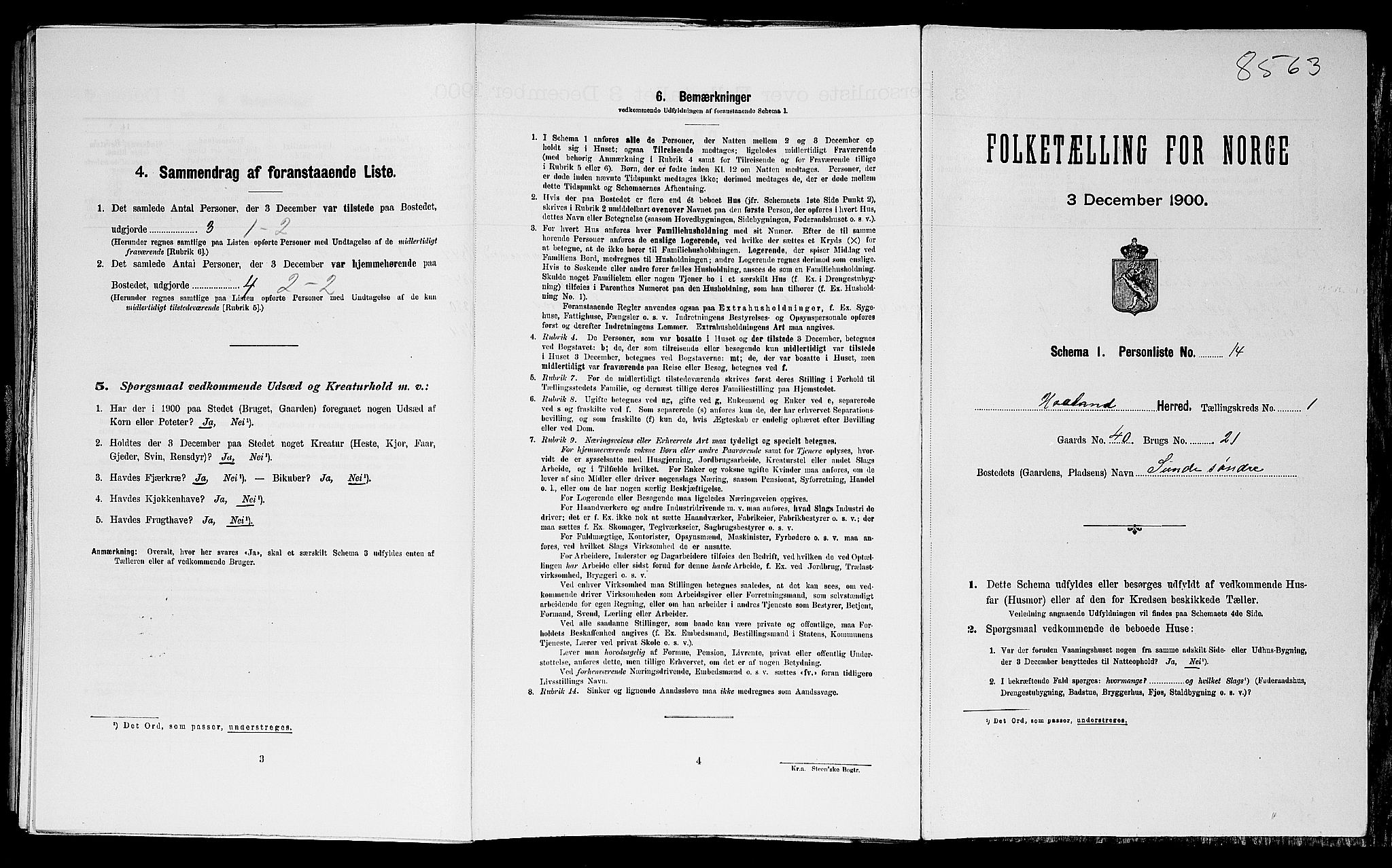 SAST, Folketelling 1900 for 1124 Haaland herred, 1900, s. 126