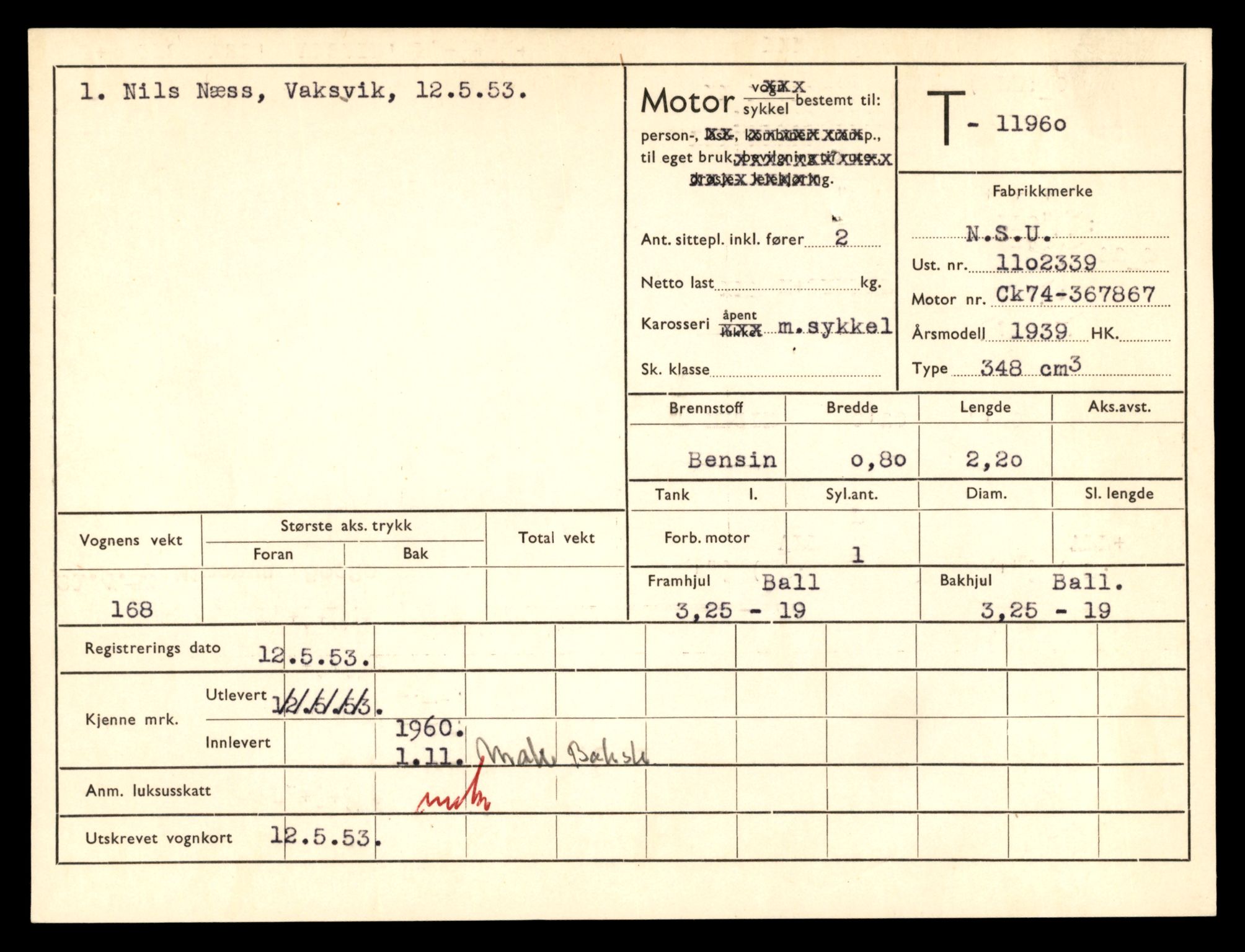 Møre og Romsdal vegkontor - Ålesund trafikkstasjon, AV/SAT-A-4099/F/Fe/L0031: Registreringskort for kjøretøy T 11800 - T 11996, 1927-1998, s. 2669