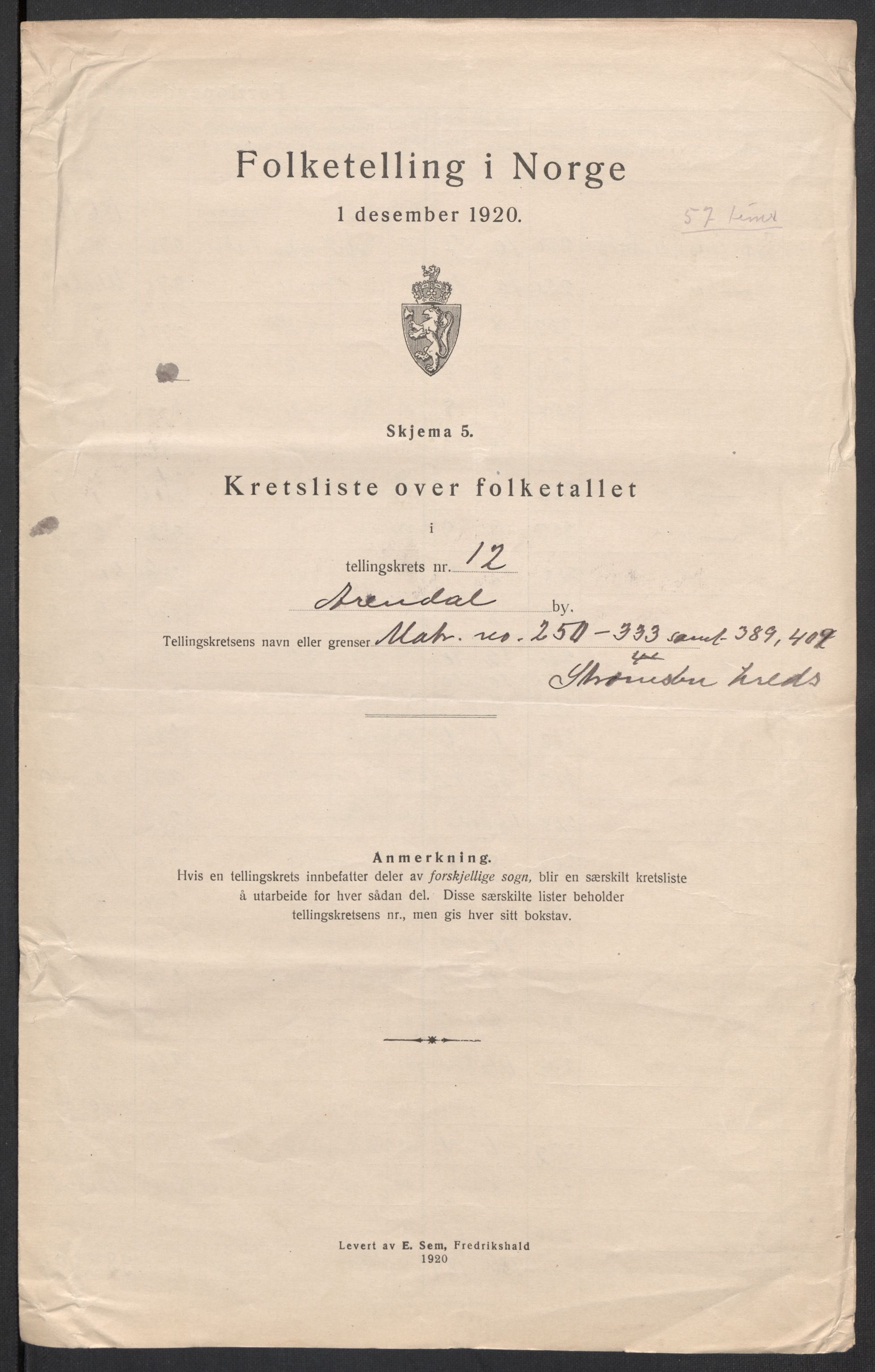 SAK, Folketelling 1920 for 0903 Arendal kjøpstad, 1920, s. 41