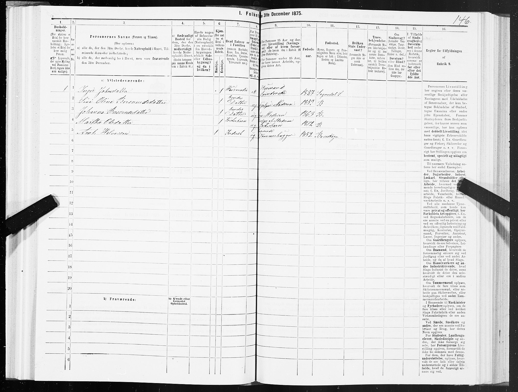 SAT, Folketelling 1875 for 1658P Børsa prestegjeld, 1875, s. 4146