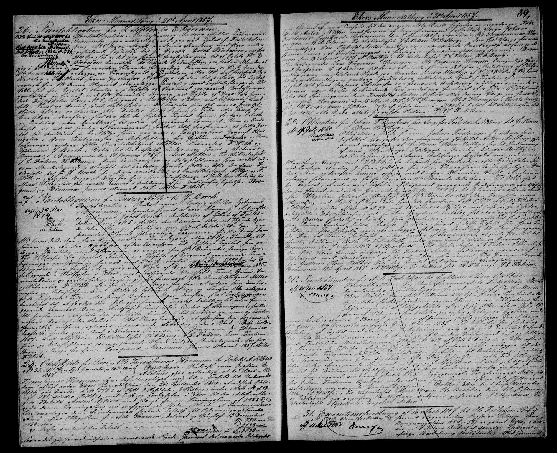 Eiker, Modum og Sigdal sorenskriveri, SAKO/A-123/G/Ga/Gaa/L0015a: Pantebok nr. I 15a, 1857-1860, s. 39