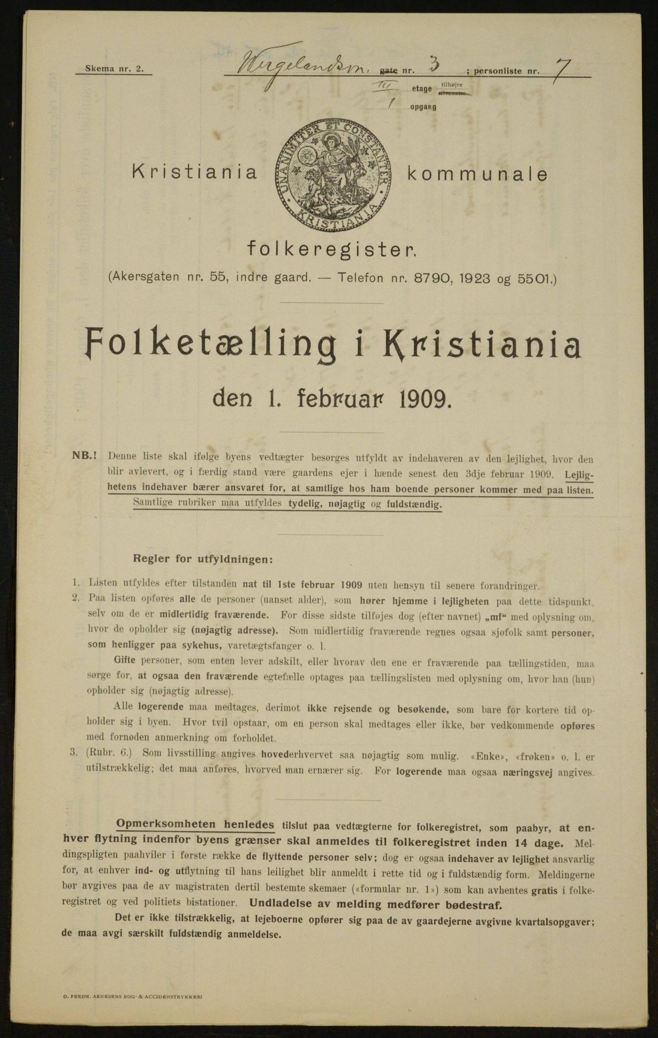 OBA, Kommunal folketelling 1.2.1909 for Kristiania kjøpstad, 1909, s. 115981