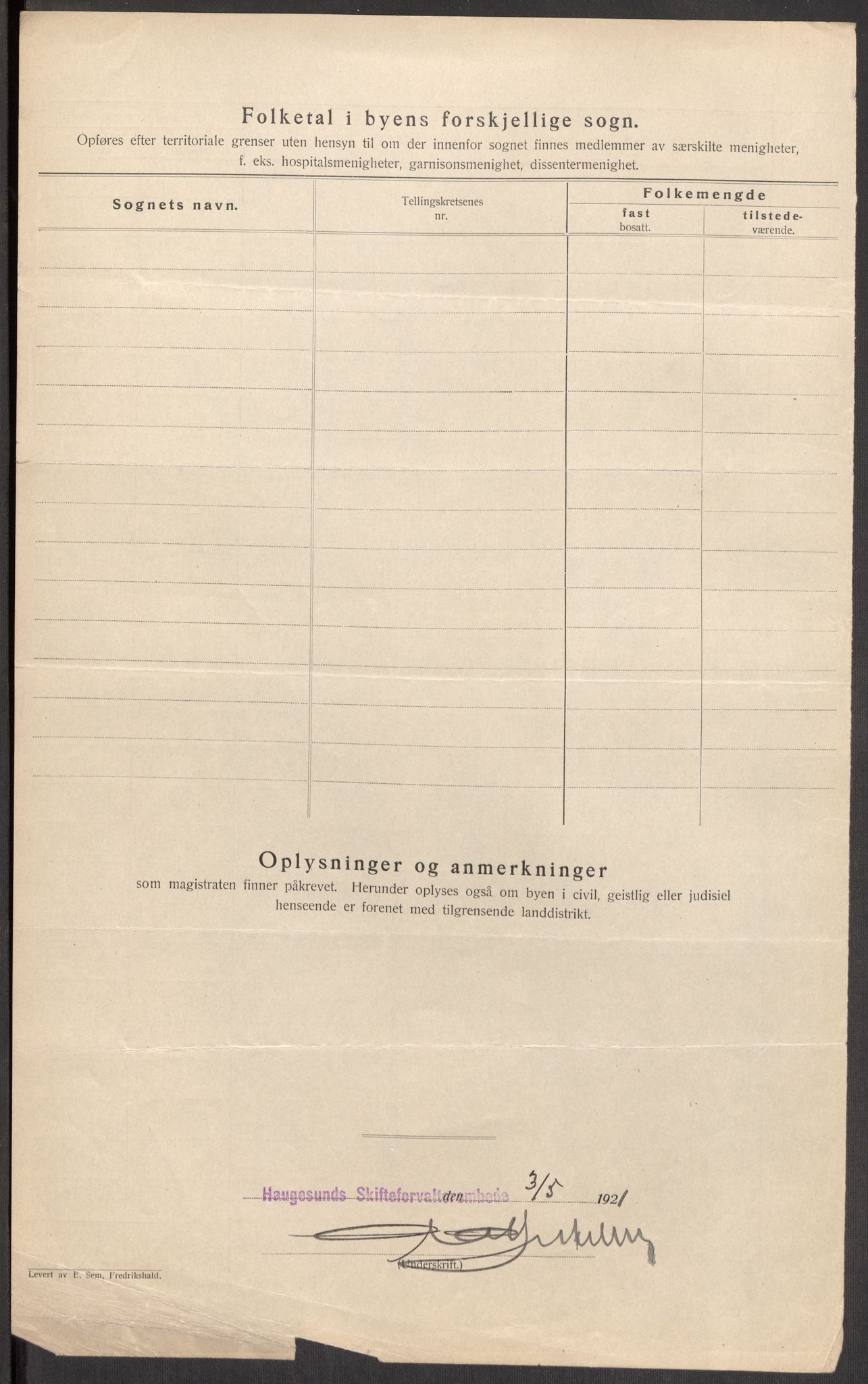 SAST, Folketelling 1920 for 1106 Haugesund kjøpstad, 1920, s. 4