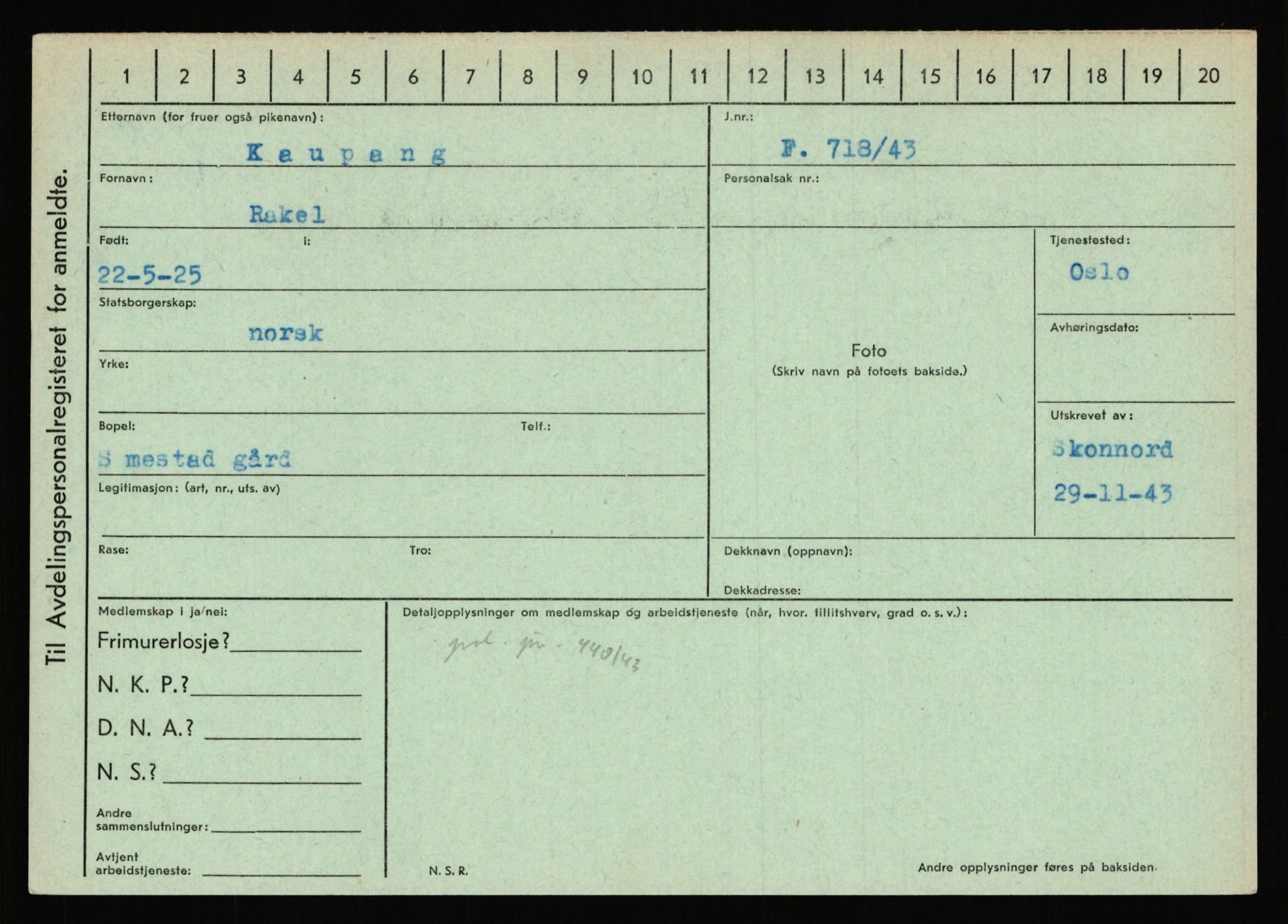 Statspolitiet - Hovedkontoret / Osloavdelingen, AV/RA-S-1329/C/Ca/L0008: Johan(nes)sen - Knoph, 1943-1945, s. 3918