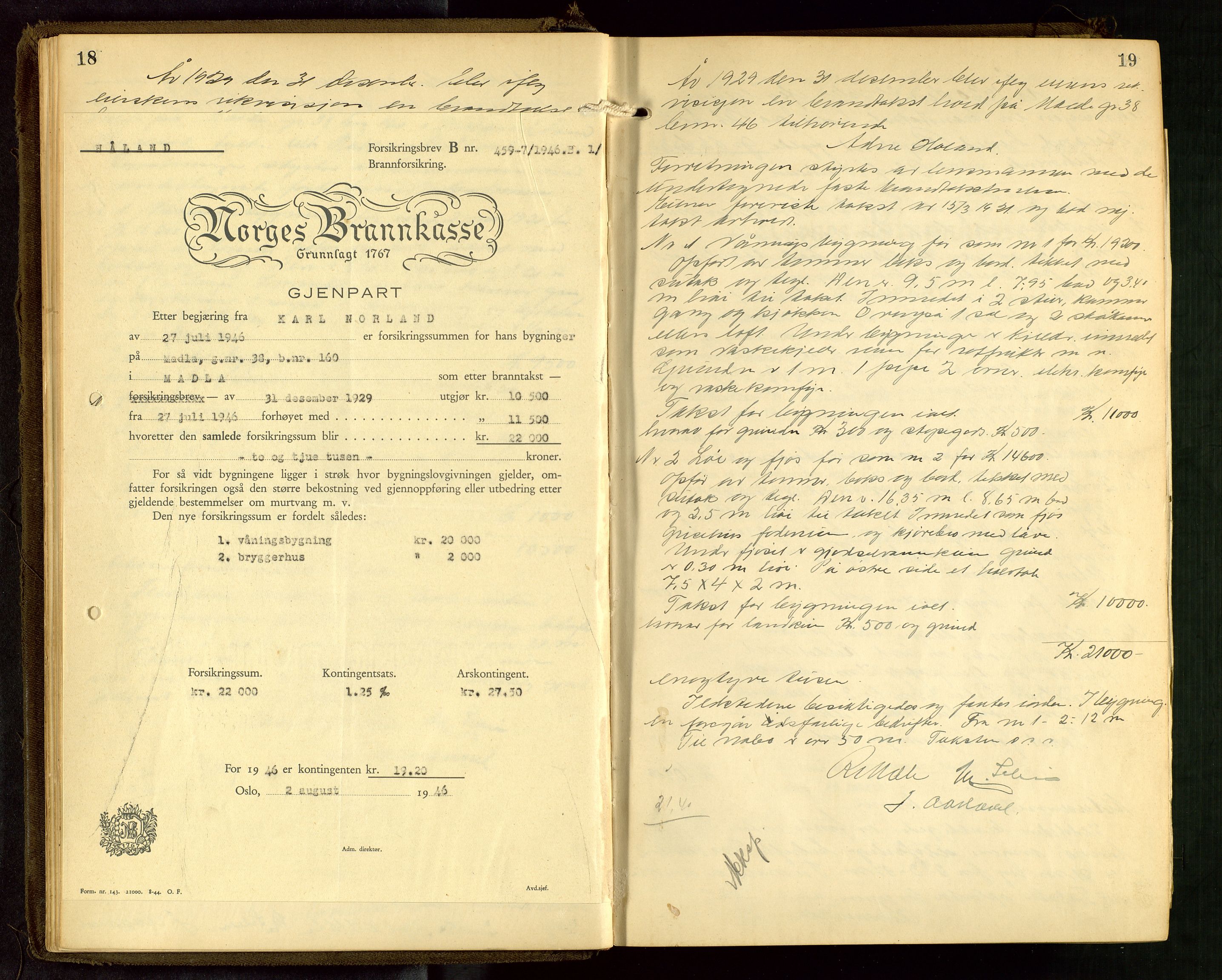 Håland lensmannskontor, AV/SAST-A-100100/Go/L0005: "Brandtakstprotokoll"  Register i boken., 1929-1948, s. 18-19