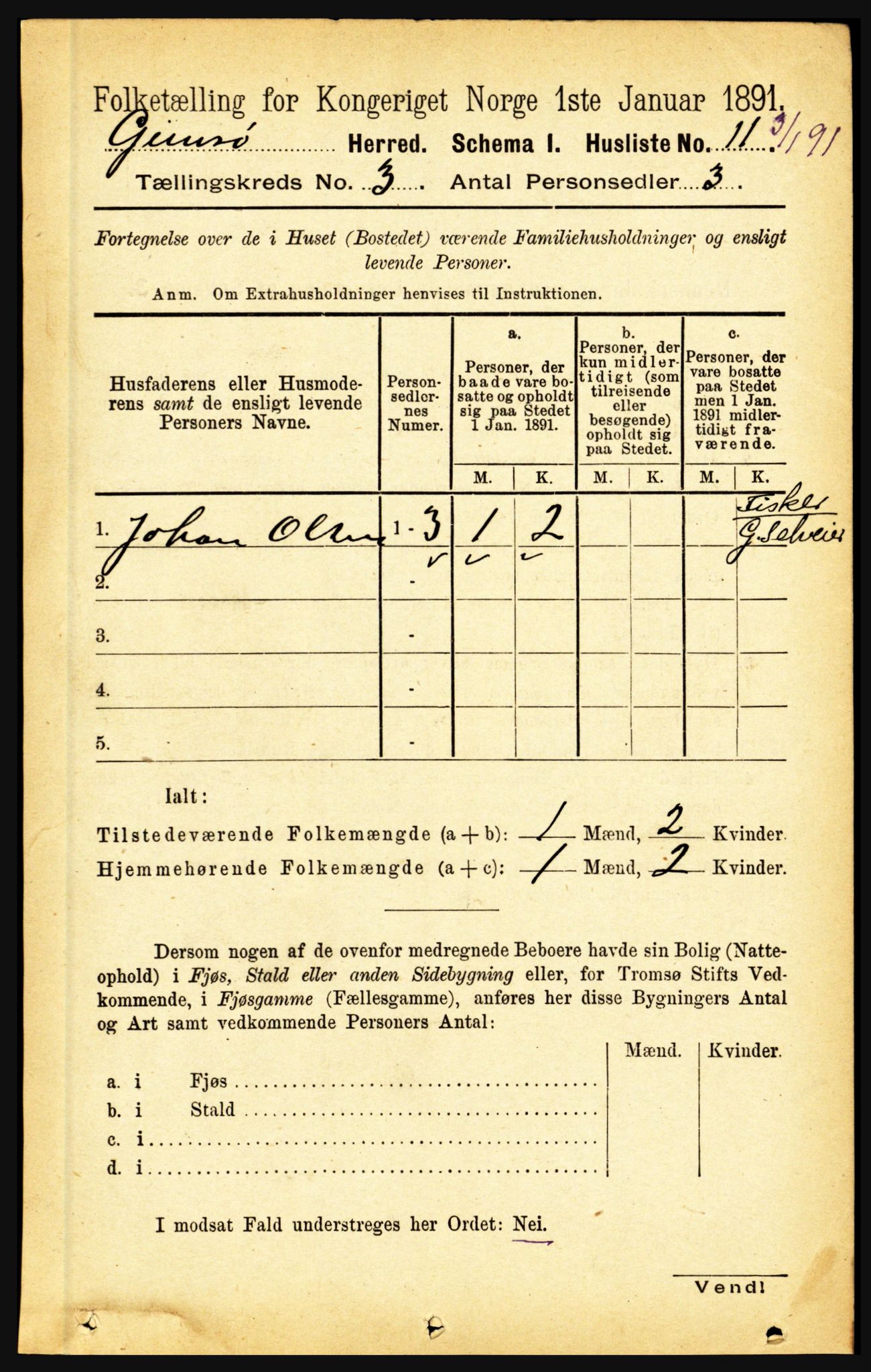 RA, Folketelling 1891 for 1864 Gimsøy herred, 1891, s. 482