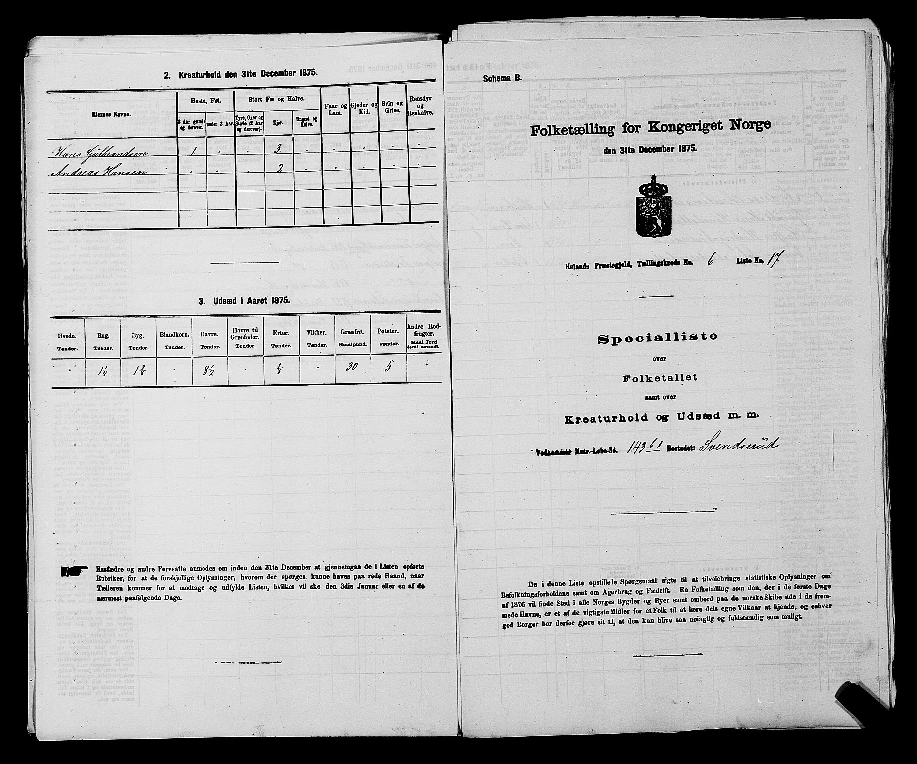 RA, Folketelling 1875 for 0221P Høland prestegjeld, 1875, s. 1086