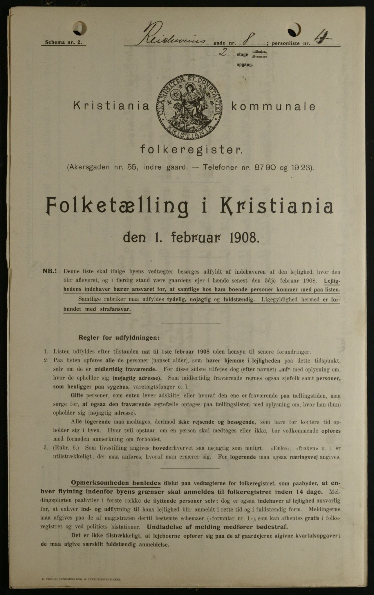 OBA, Kommunal folketelling 1.2.1908 for Kristiania kjøpstad, 1908, s. 74440