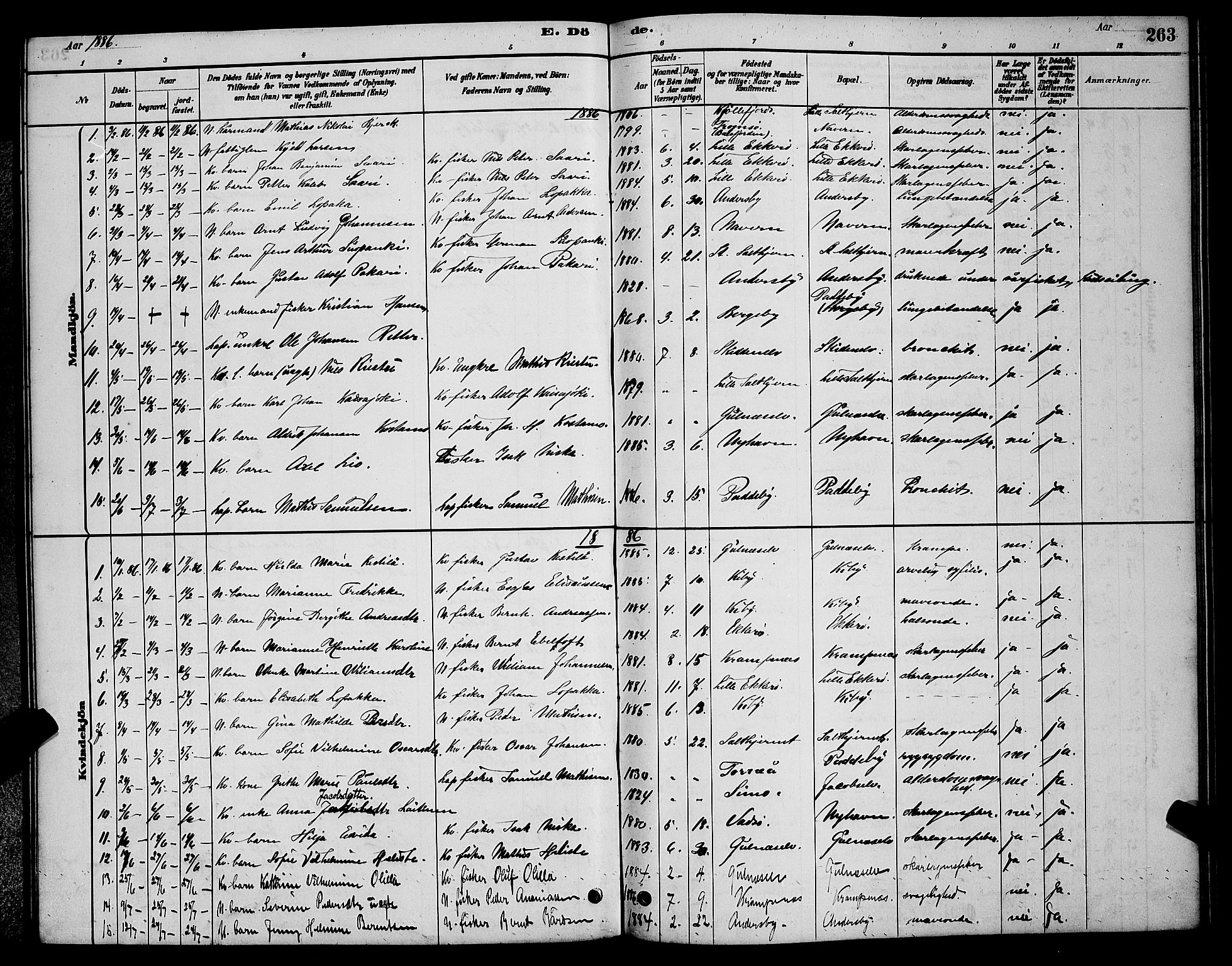 Vadsø sokneprestkontor, AV/SATØ-S-1325/H/Hb/L0003klokker: Klokkerbok nr. 3, 1881-1901, s. 263