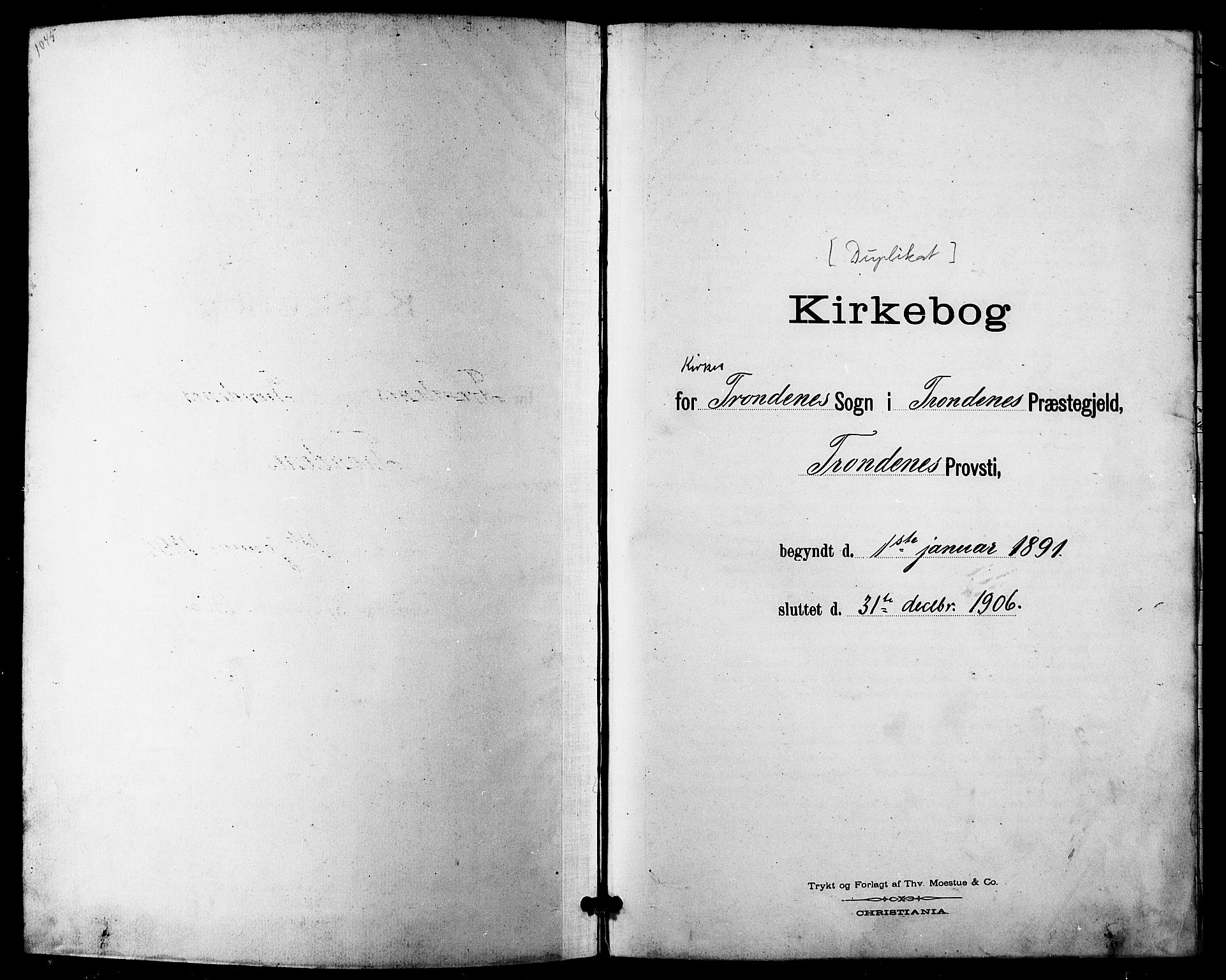 Trondenes sokneprestkontor, AV/SATØ-S-1319/H/Hb/L0011klokker: Klokkerbok nr. 11, 1891-1906