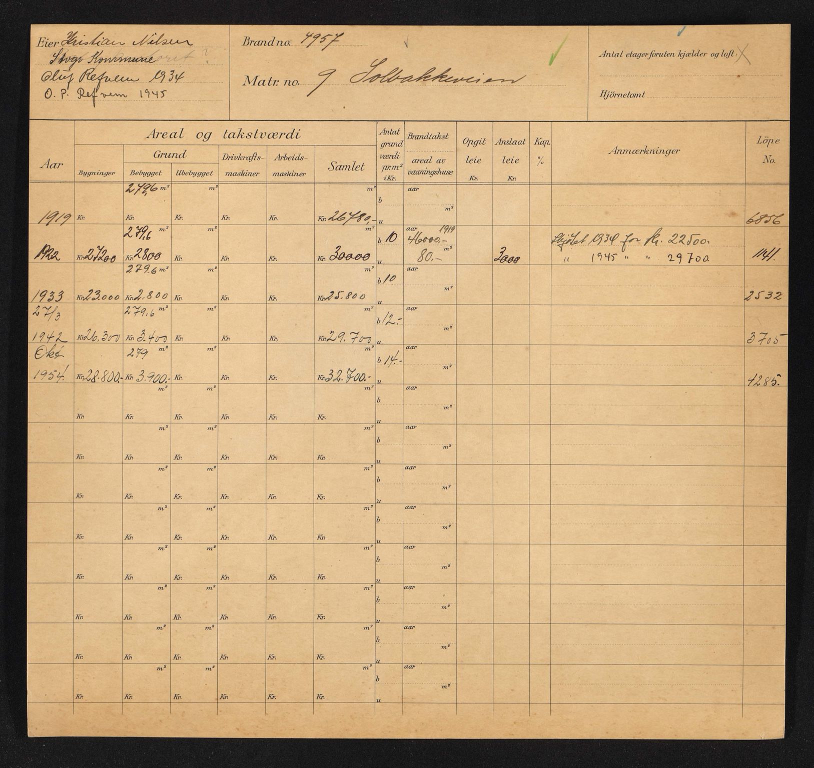 Stavanger kommune. Skattetakstvesenet, BYST/A-0440/F/Fa/Faa/L0040/0001: Skattetakstkort / Solbakkeveien 9 - Solheimsveien - Solsletteveien 25