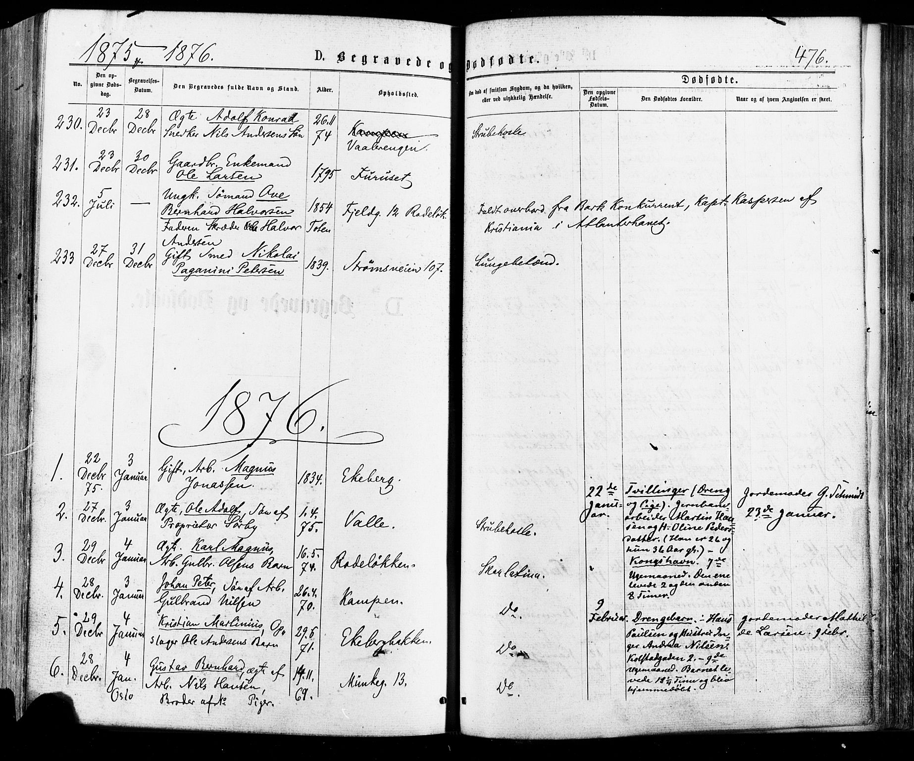 Østre Aker prestekontor Kirkebøker, AV/SAO-A-10840/F/Fa/L0004: Ministerialbok nr. I 4, 1876-1889, s. 476