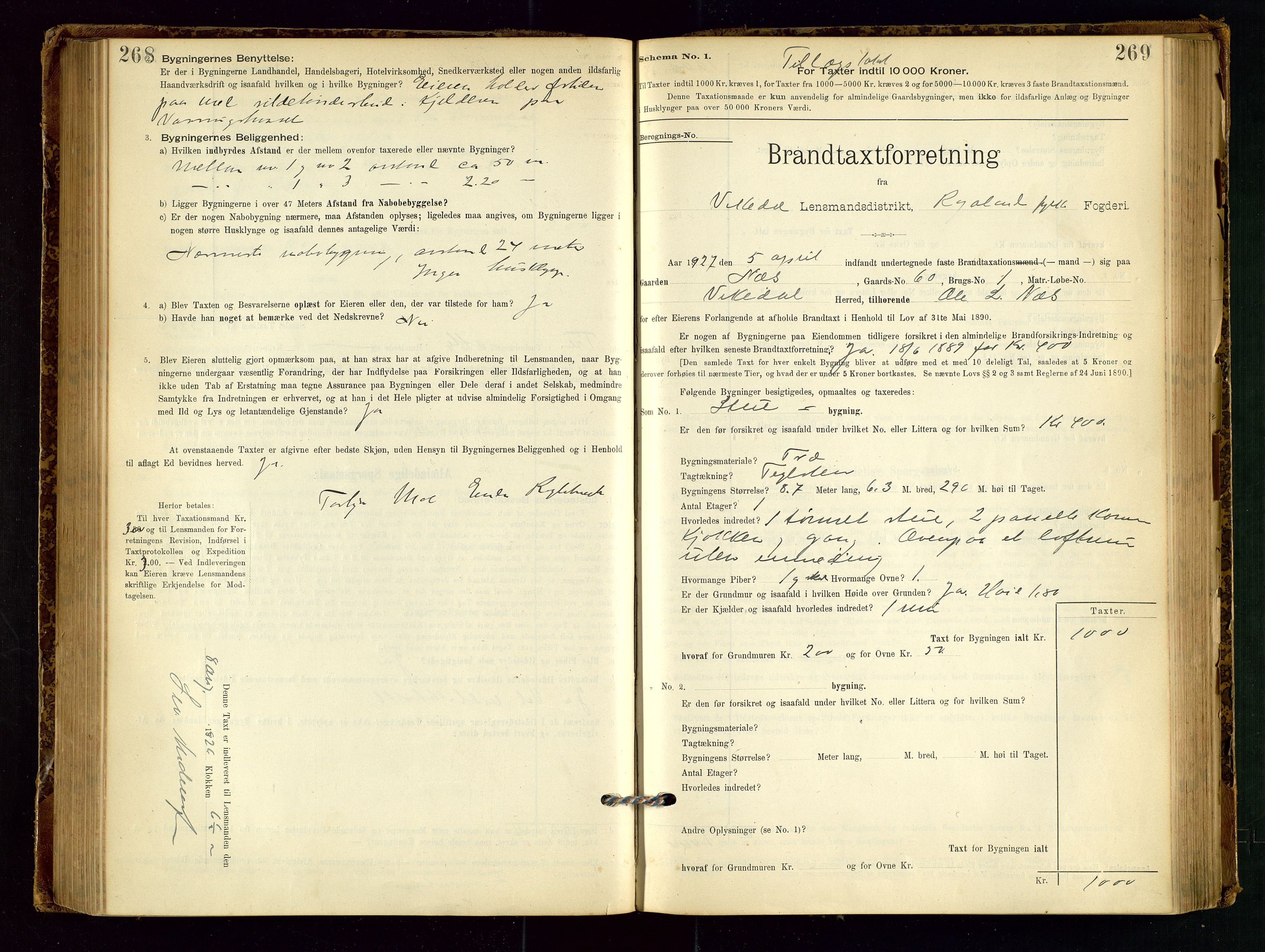 Vikedal lensmannskontor, SAST/A-100179/Gob/L0004: Branntakstprotokoll, 1894-1952, s. 268-269