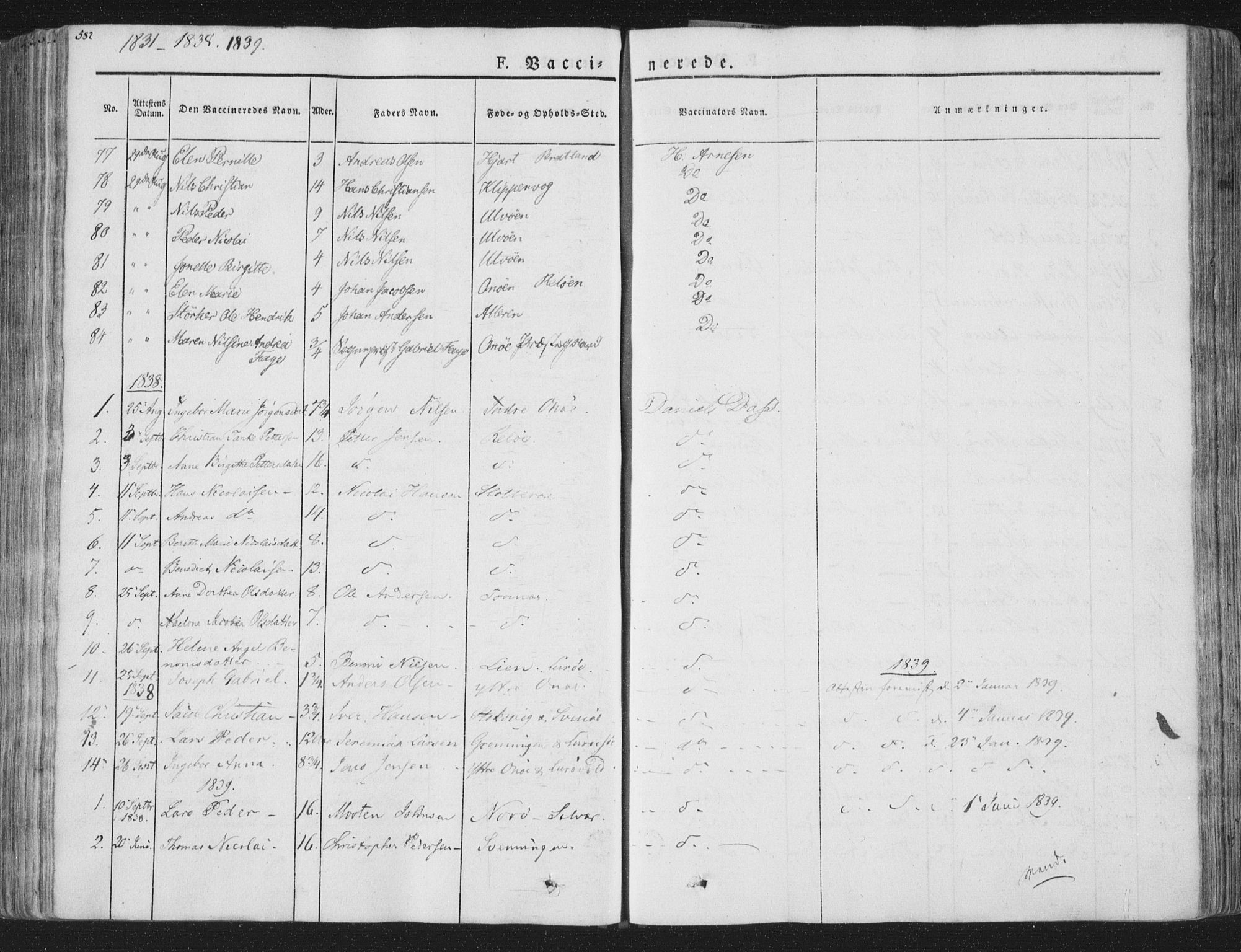 Ministerialprotokoller, klokkerbøker og fødselsregistre - Nordland, AV/SAT-A-1459/839/L0566: Ministerialbok nr. 839A03, 1825-1862, s. 582