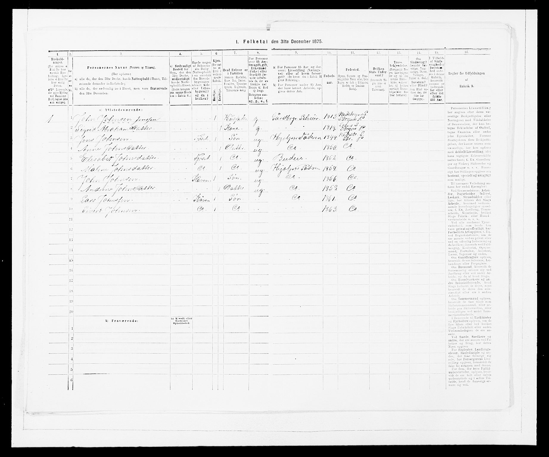 SAB, Folketelling 1875 for 1448P Stryn prestegjeld, 1875, s. 242