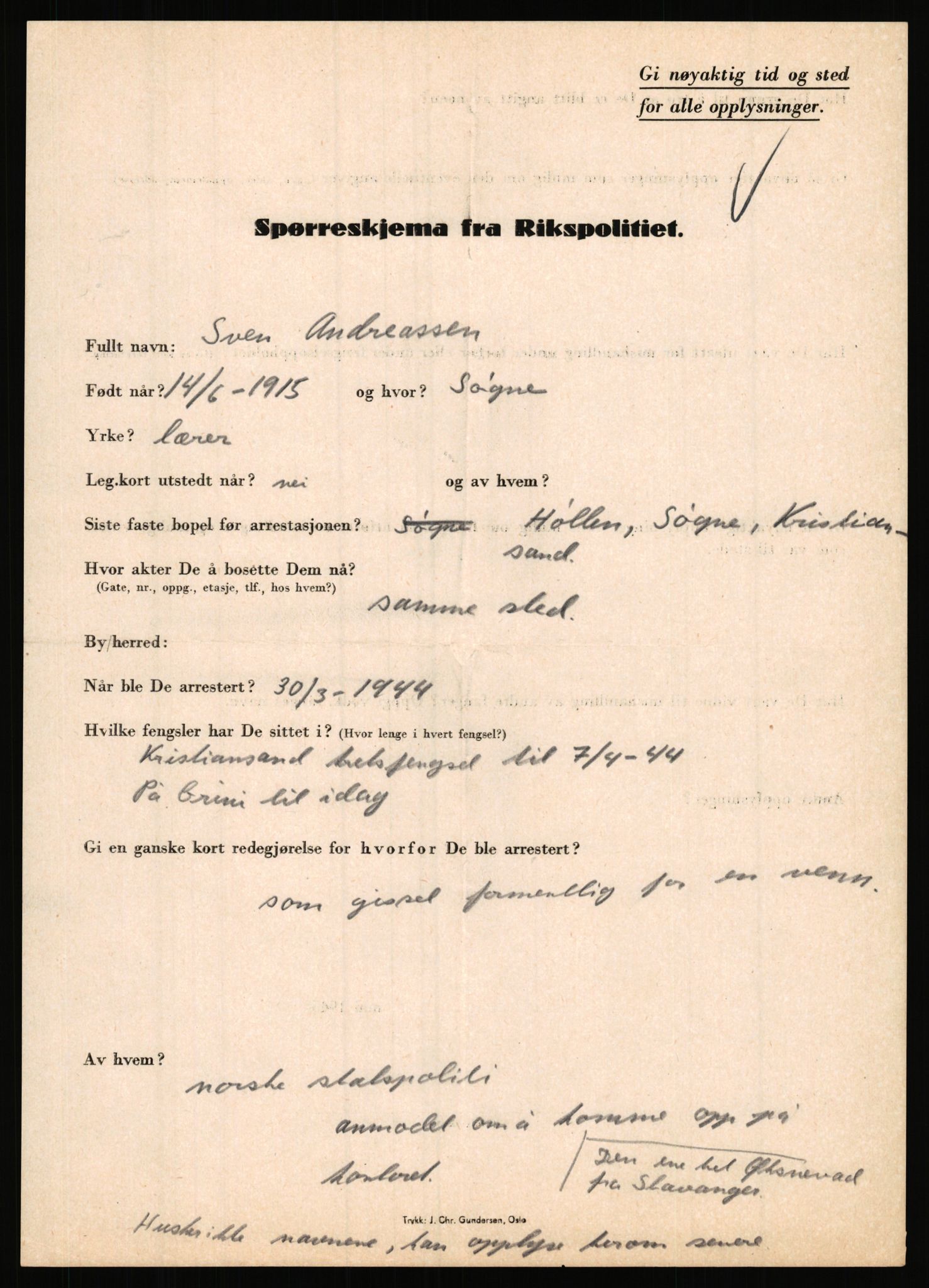 Rikspolitisjefen, AV/RA-S-1560/L/L0001: Abelseth, Rudolf - Berentsen, Odd, 1940-1945, s. 675