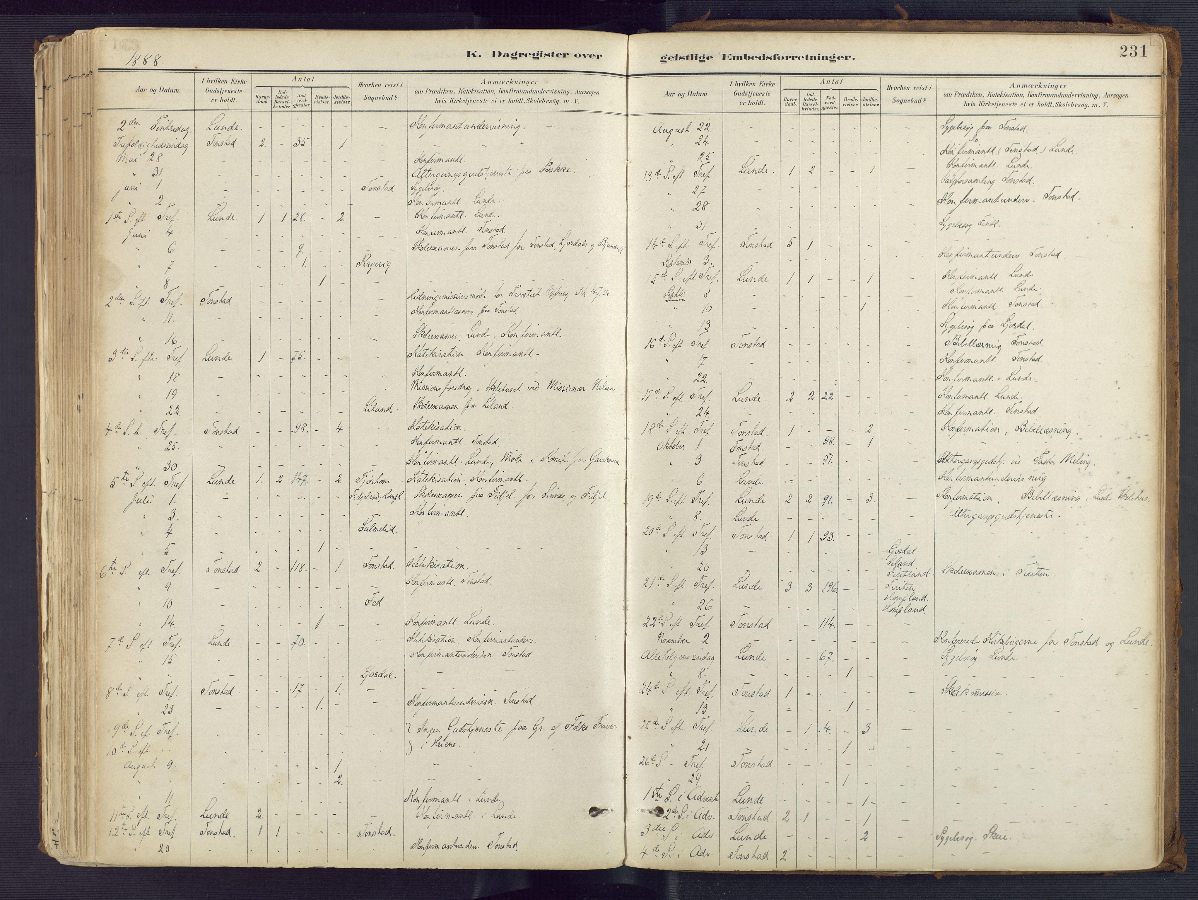 Sirdal sokneprestkontor, AV/SAK-1111-0036/F/Fa/Fab/L0004: Ministerialbok nr. A 4, 1887-1919, s. 231