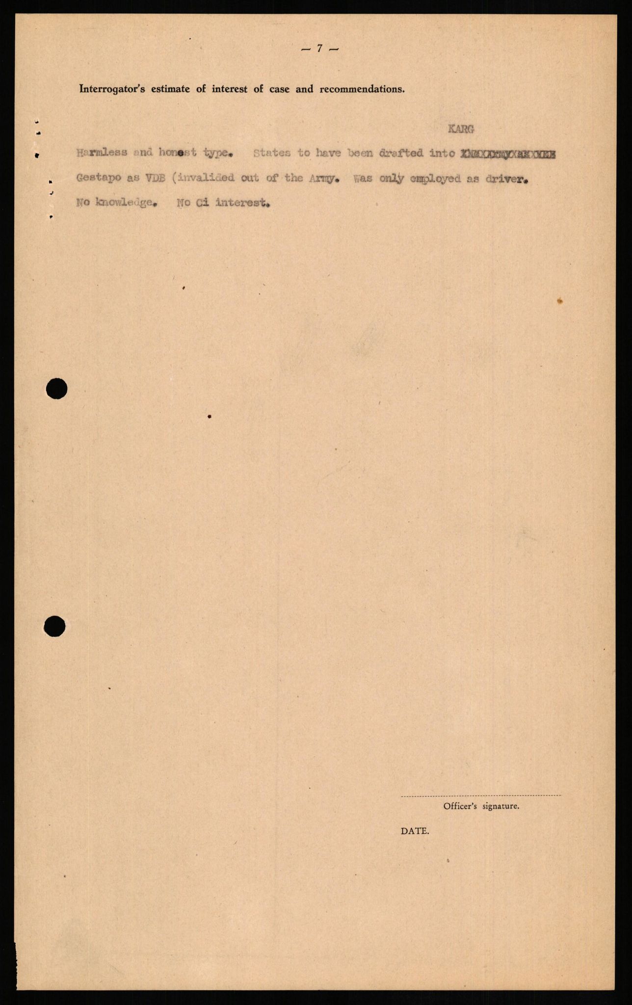 Forsvaret, Forsvarets overkommando II, RA/RAFA-3915/D/Db/L0015: CI Questionaires. Tyske okkupasjonsstyrker i Norge. Tyskere., 1945-1946, s. 413